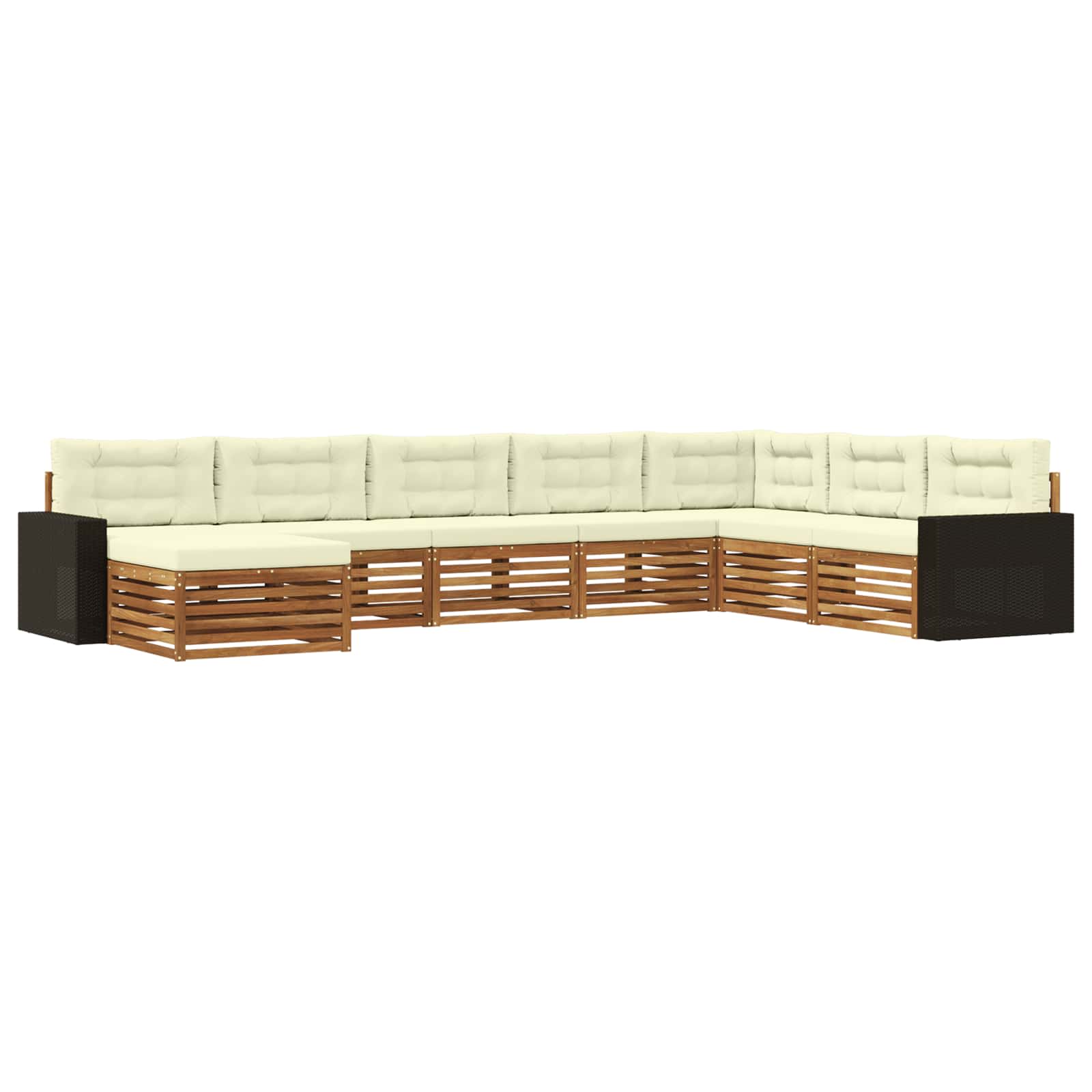 Outdoor-Sofagarnitur 8 stk. Natur und Creme Massivholz Akazie