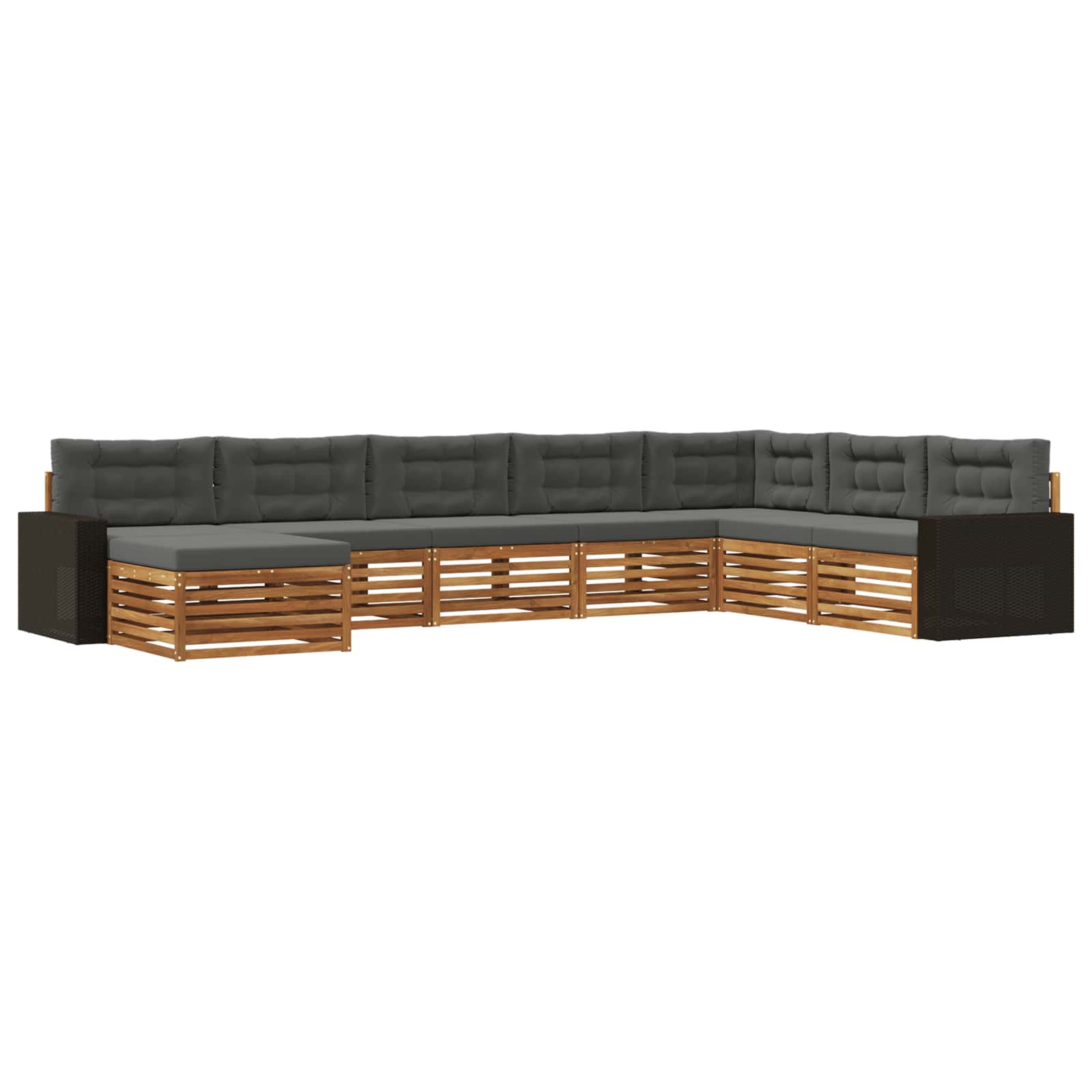 Outdoor-Sofagarnitur mit Kissen 8 pcs Natur und Anthrazit