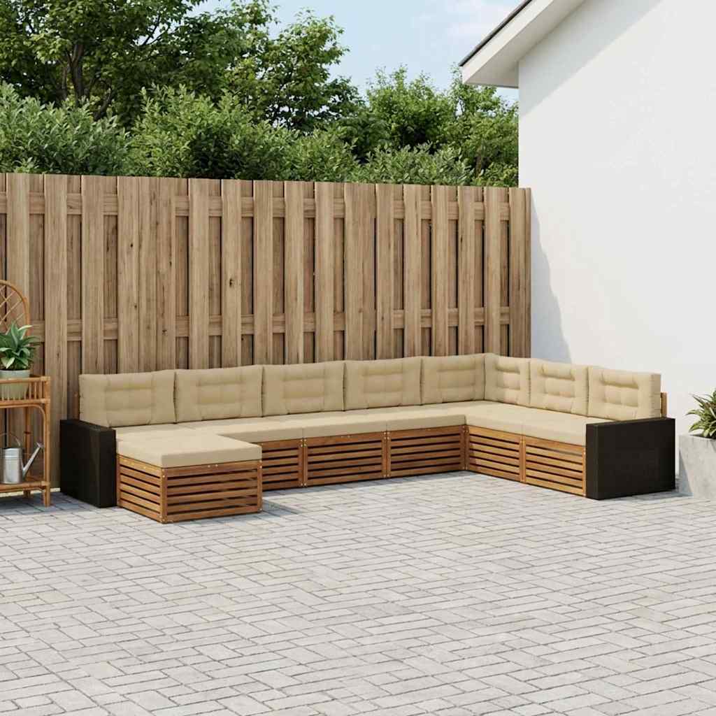 Outdoor-Sofagarnitur mit Kissen 8 pcs Natur und Beige