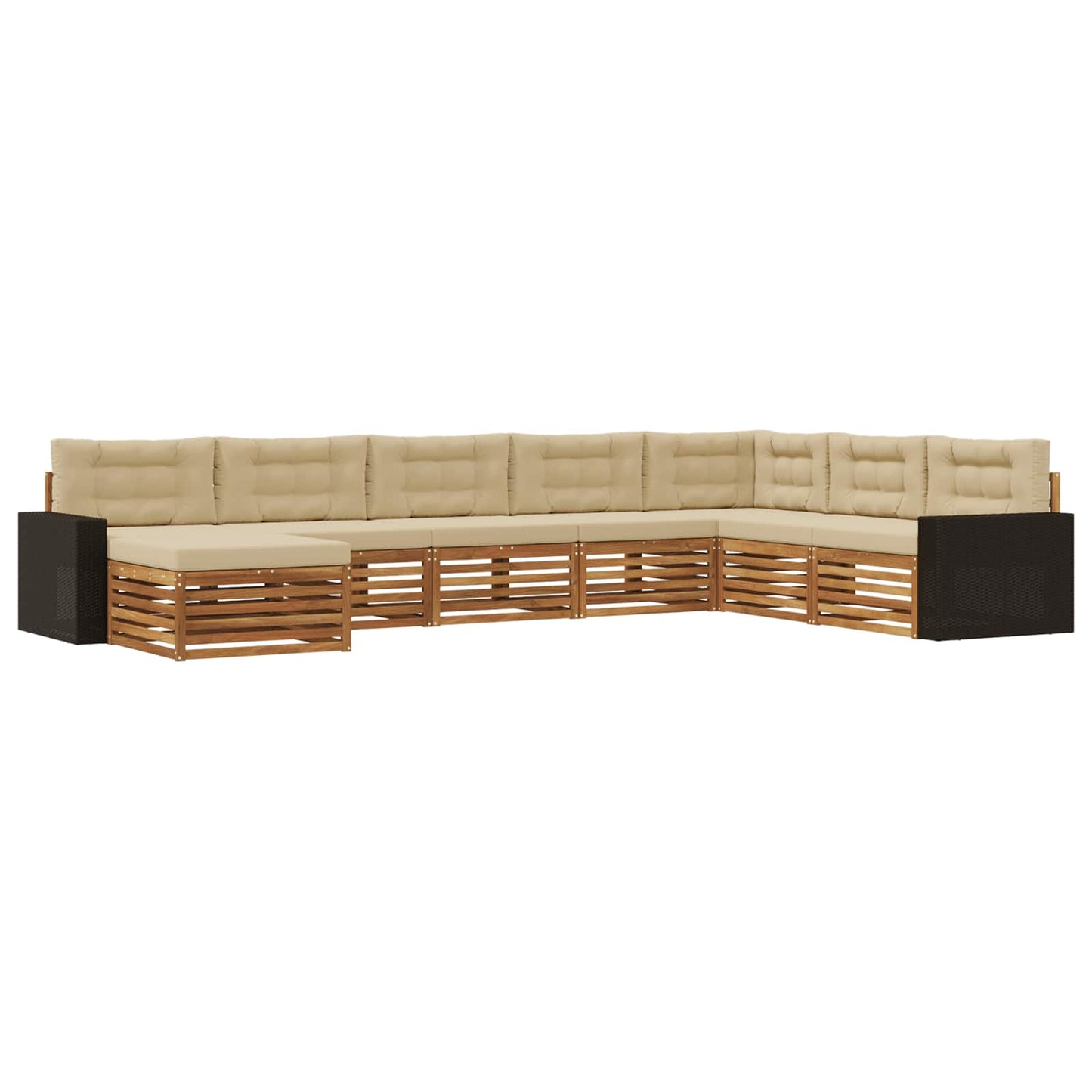 Outdoor-Sofagarnitur mit Kissen 8 pcs Natur und Beige