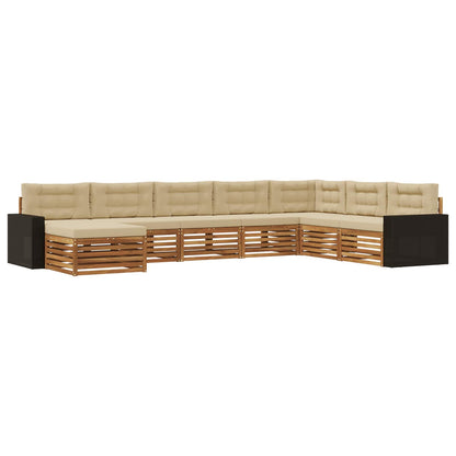 Outdoor-Sofagarnitur 8 stk. Natur und Beige Massivholz Akazie