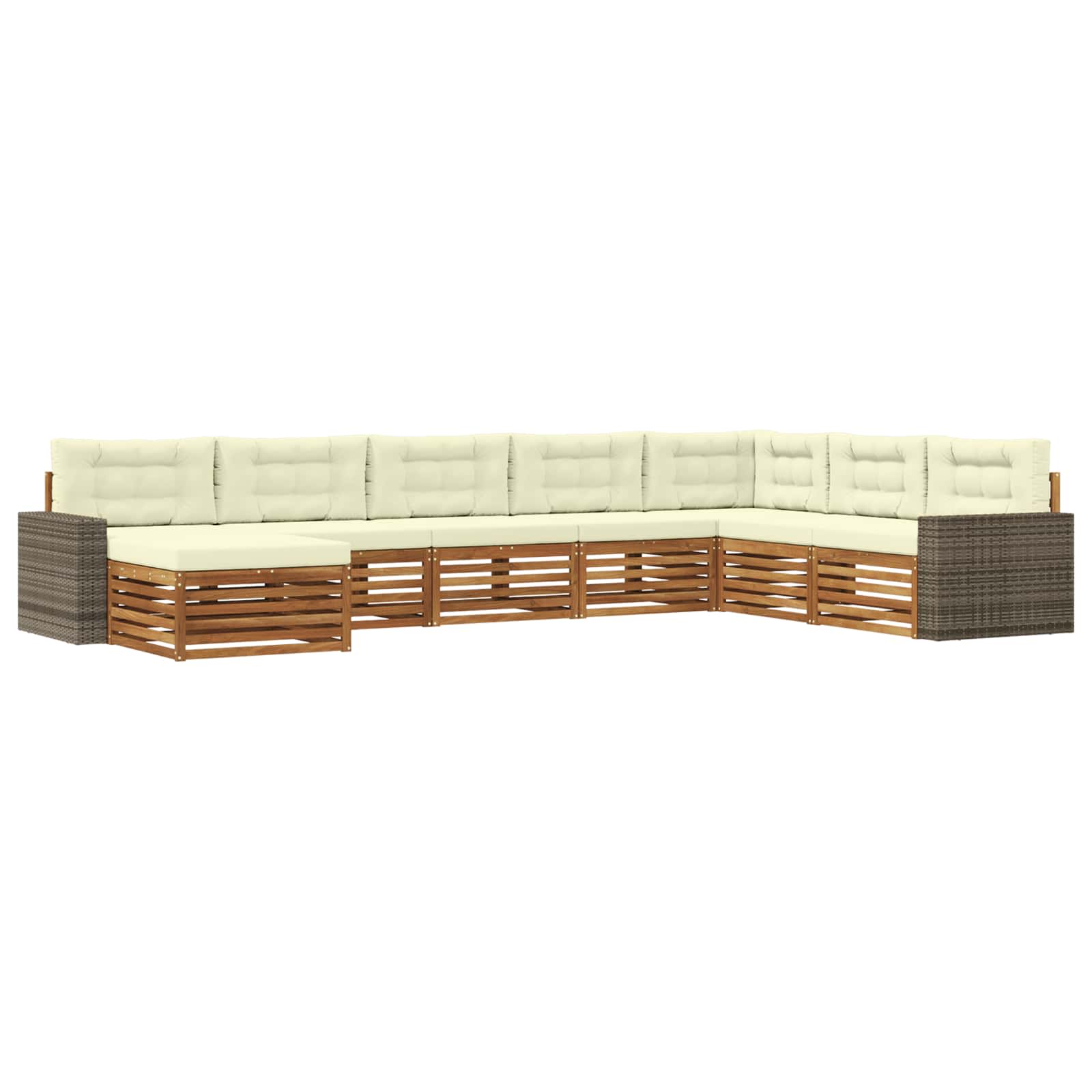 Outdoor-Sofagarnitur 8 stk. Natur und Creme Massivholz Akazie