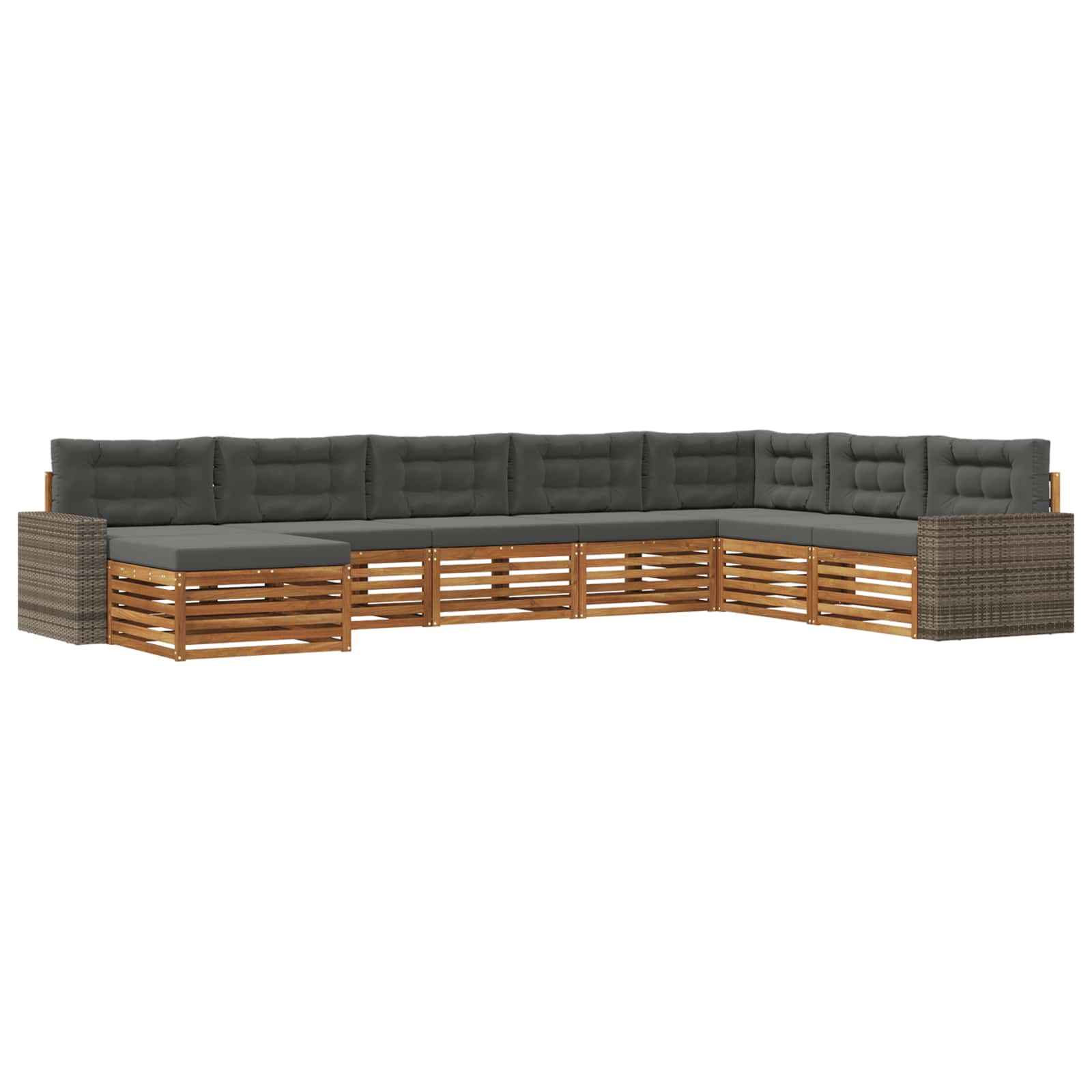 Outdoor-Sofagarnitur mit Kissen 8 pcs Natur und Anthrazit