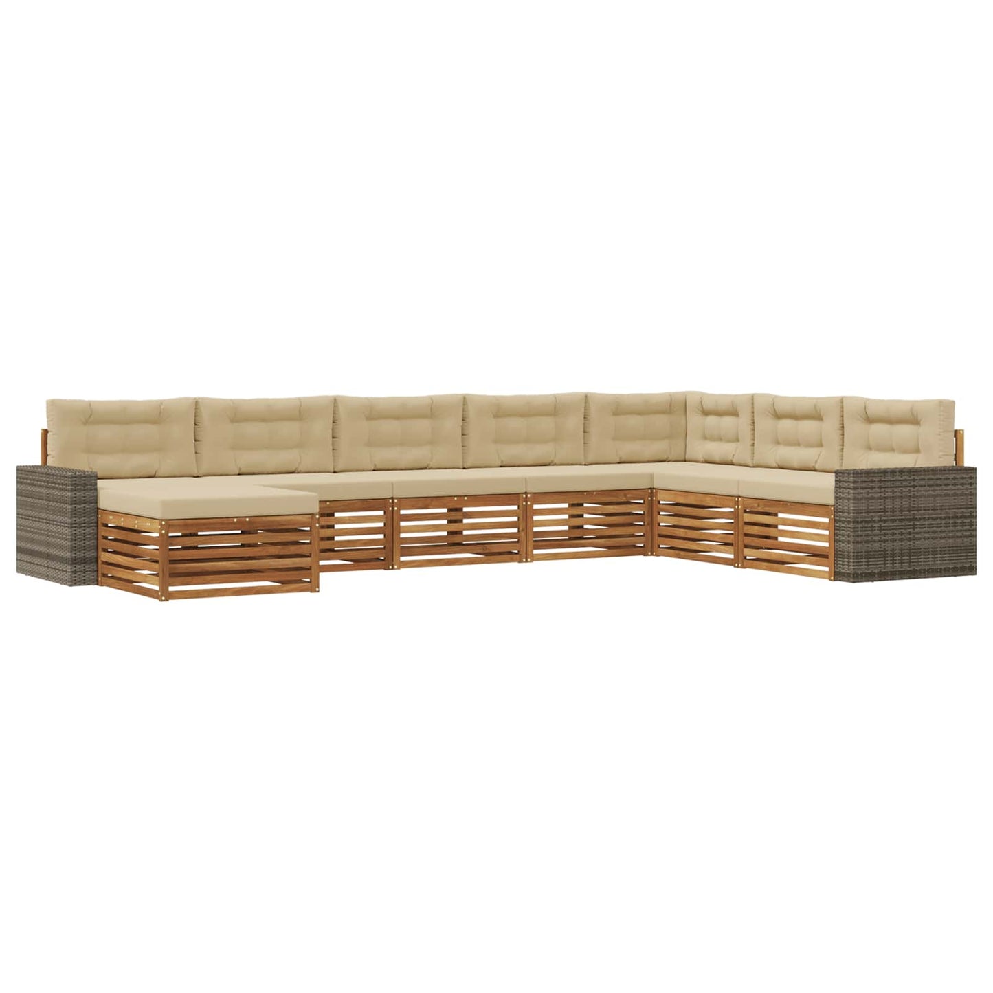 Outdoor-Sofagarnitur mit Kissen 8 pcs Natur und Beige