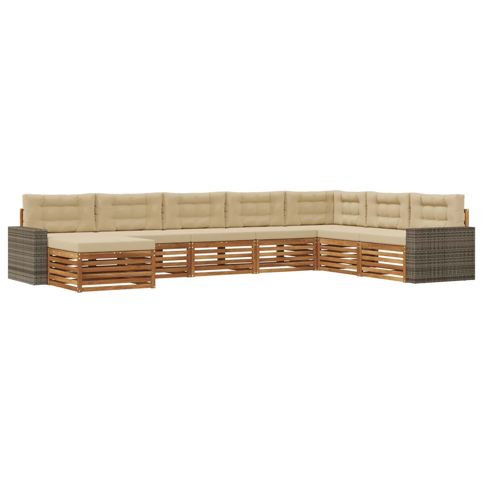 Outdoor-Sofagarnitur mit Kissen 8 pcs Natur und Beige