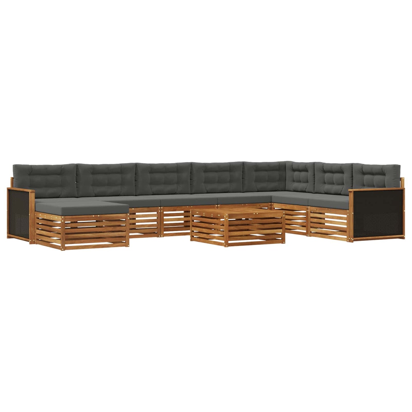 Outdoor-Sofagarnitur 9 stk. Natur und Anthrazit