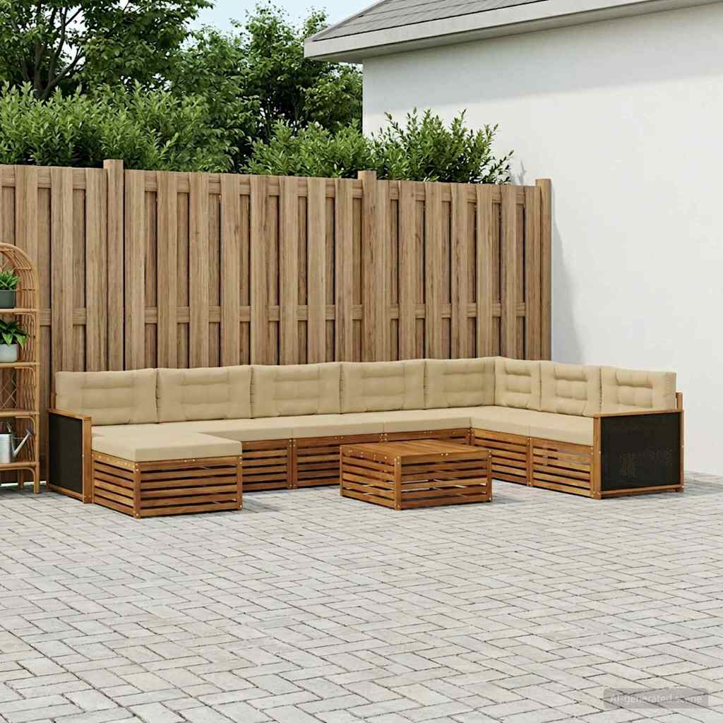 Outdoor-Sofagarnitur 9 pcs Natur und Beige Massivholz Akazie