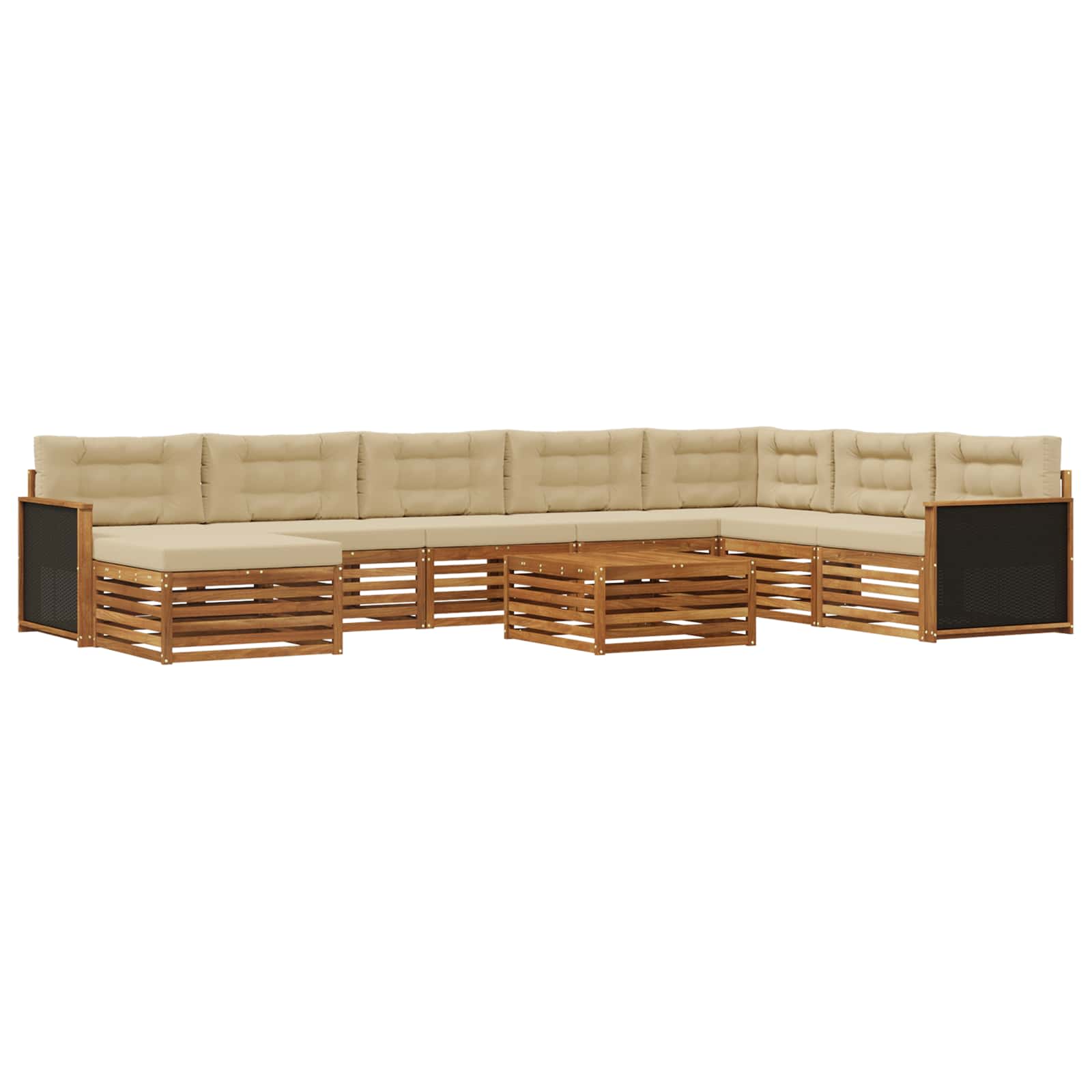 Outdoor-Sofagarnitur 9 pcs Natur und Beige Massivholz Akazie