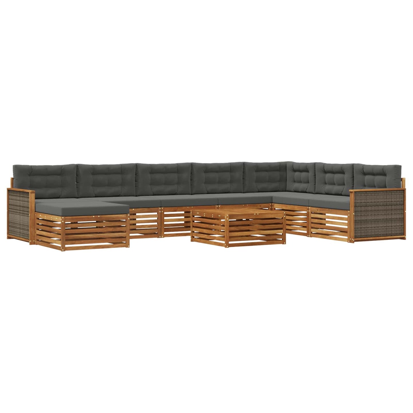 Outdoor-Sofagarnitur 9 stk. Natur und Anthrazit