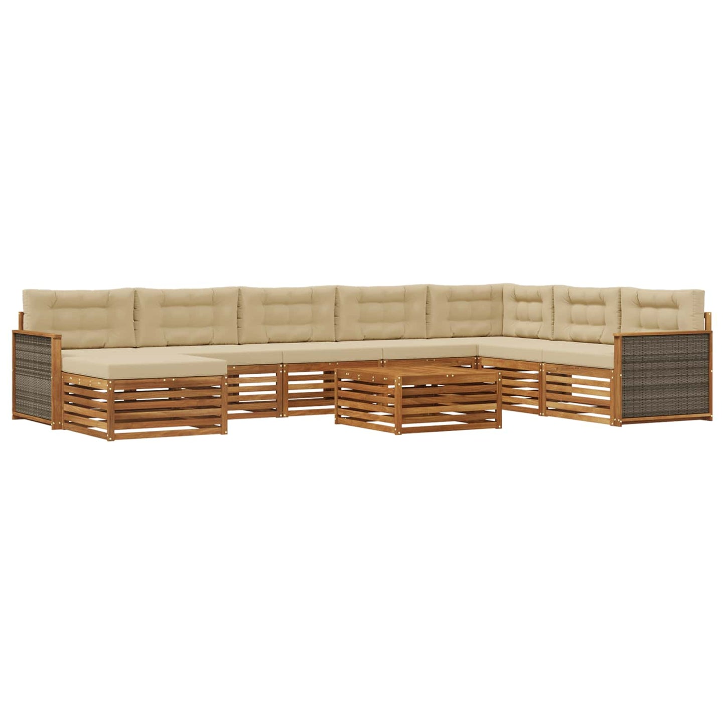 Outdoor-Sofagarnitur 9 pcs Natur und Beige Massivholz Akazie