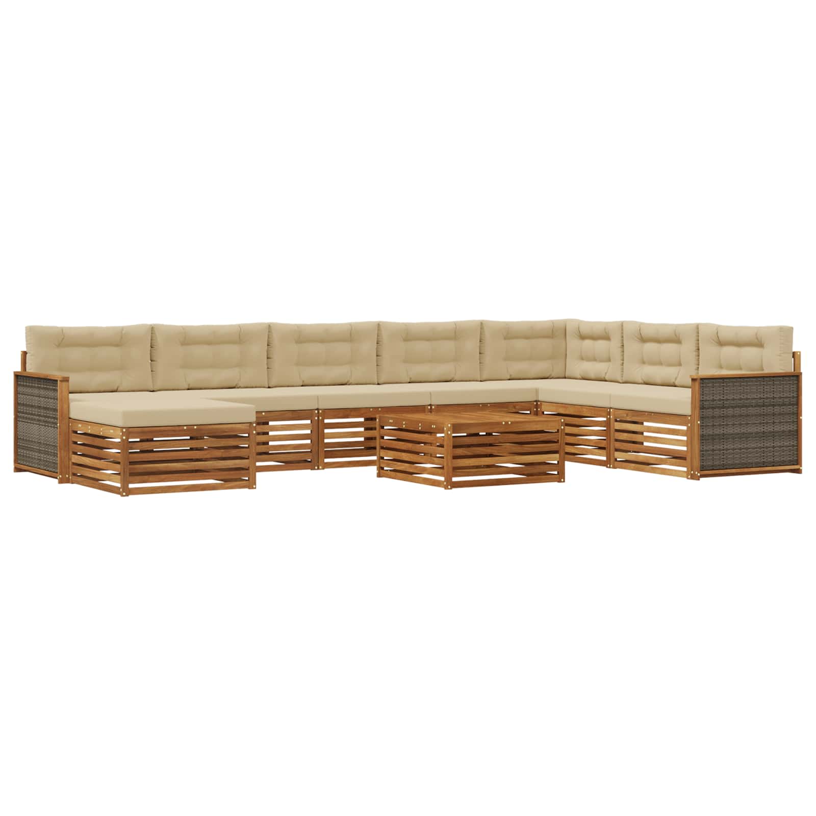 Outdoor-Sofagarnitur 9 pcs Natur und Beige Massivholz Akazie