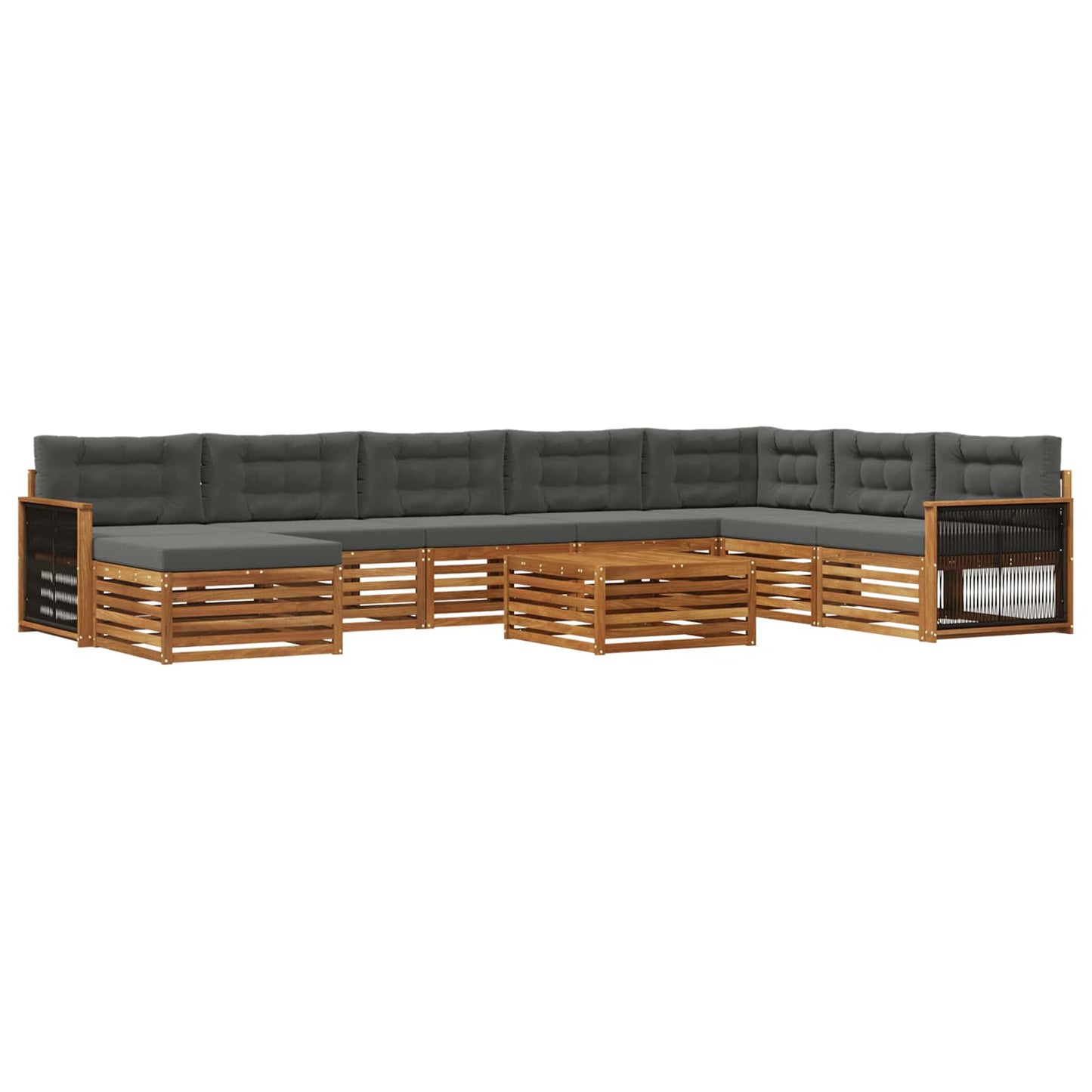 Outdoor-Sofagarnitur 9 stk. Natur und Anthrazit