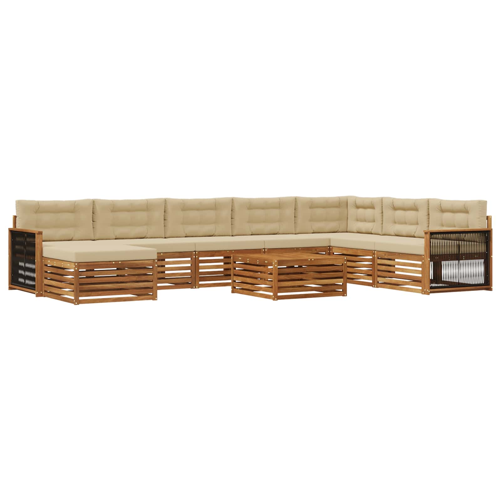Outdoor-Sofagarnitur 9 pcs Natur und Beige Massivholz Akazie