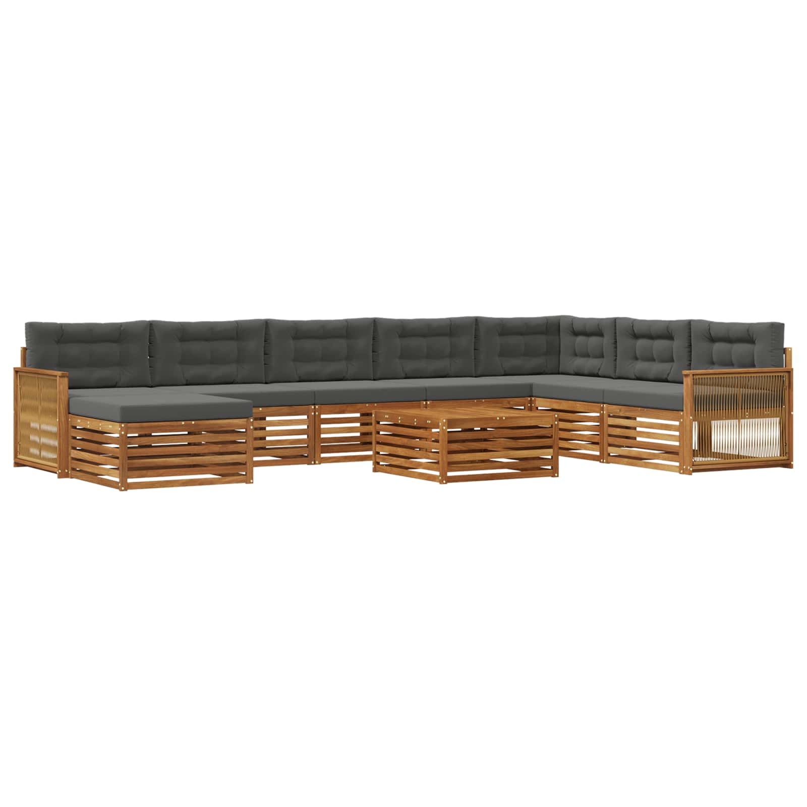 Outdoor-Sofagarnitur 9 stk. Natur und Anthrazit