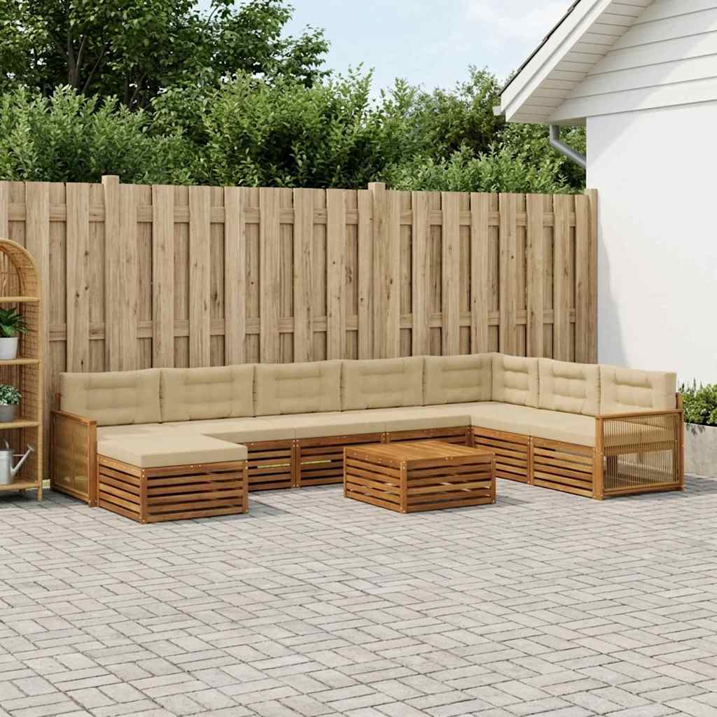 Outdoor-Sofagarnitur 9 pcs Natur und Beige Massivholz Akazie