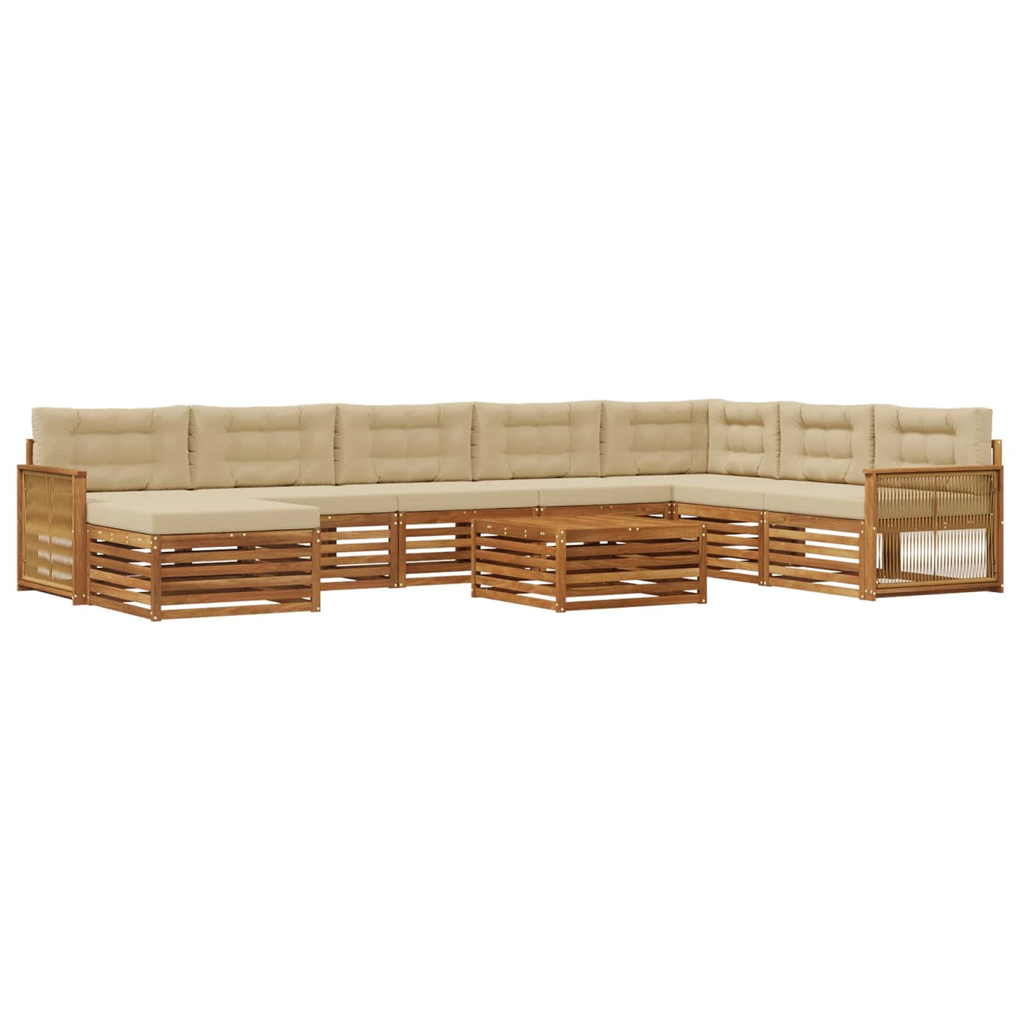 Outdoor-Sofagarnitur 9 pcs Natur und Beige Massivholz Akazie