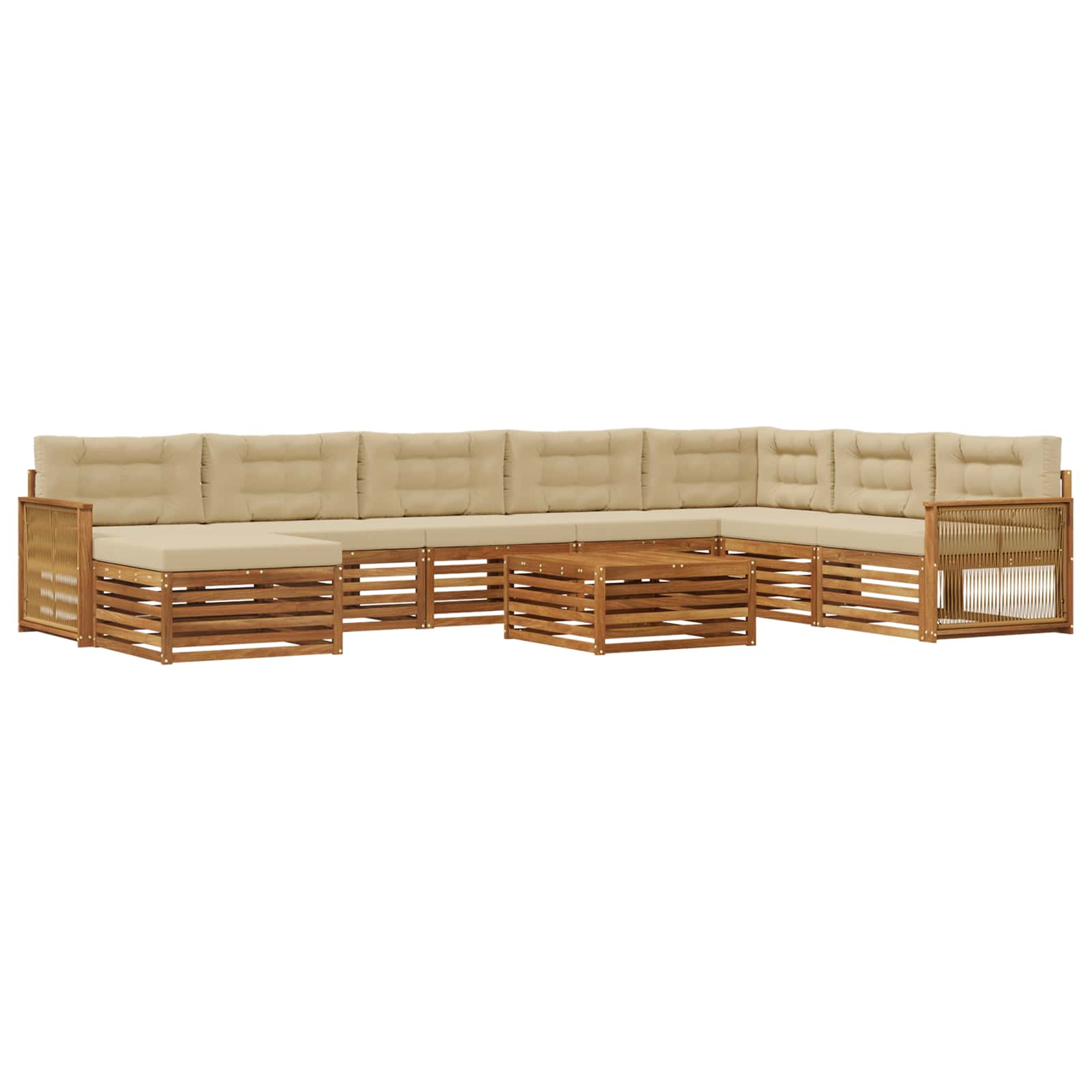 Outdoor-Sofagarnitur 9 pcs Natur und Beige Massivholz Akazie