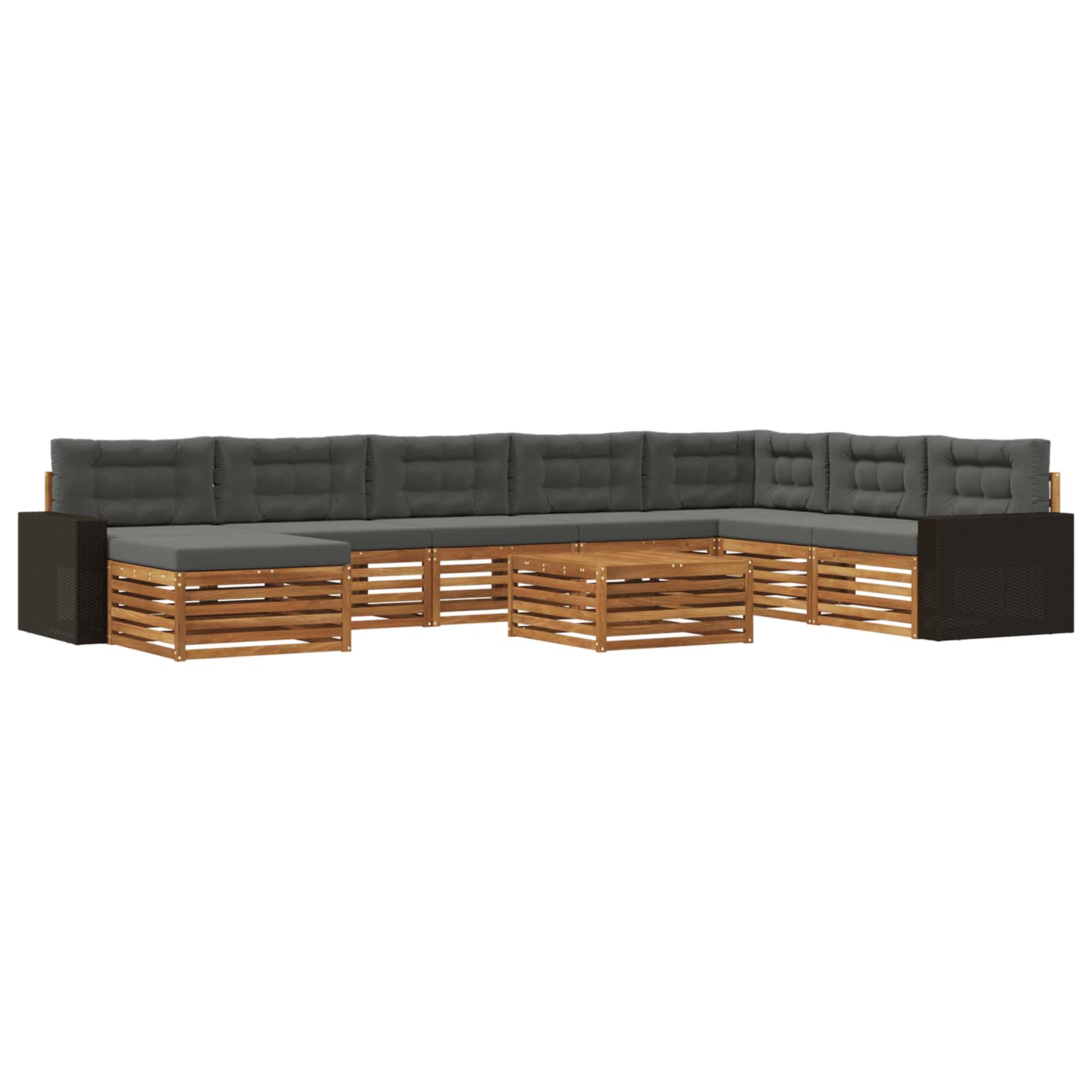 Outdoor-Sofagarnitur mit Kissen 9 pcs Natur und Anthrazit