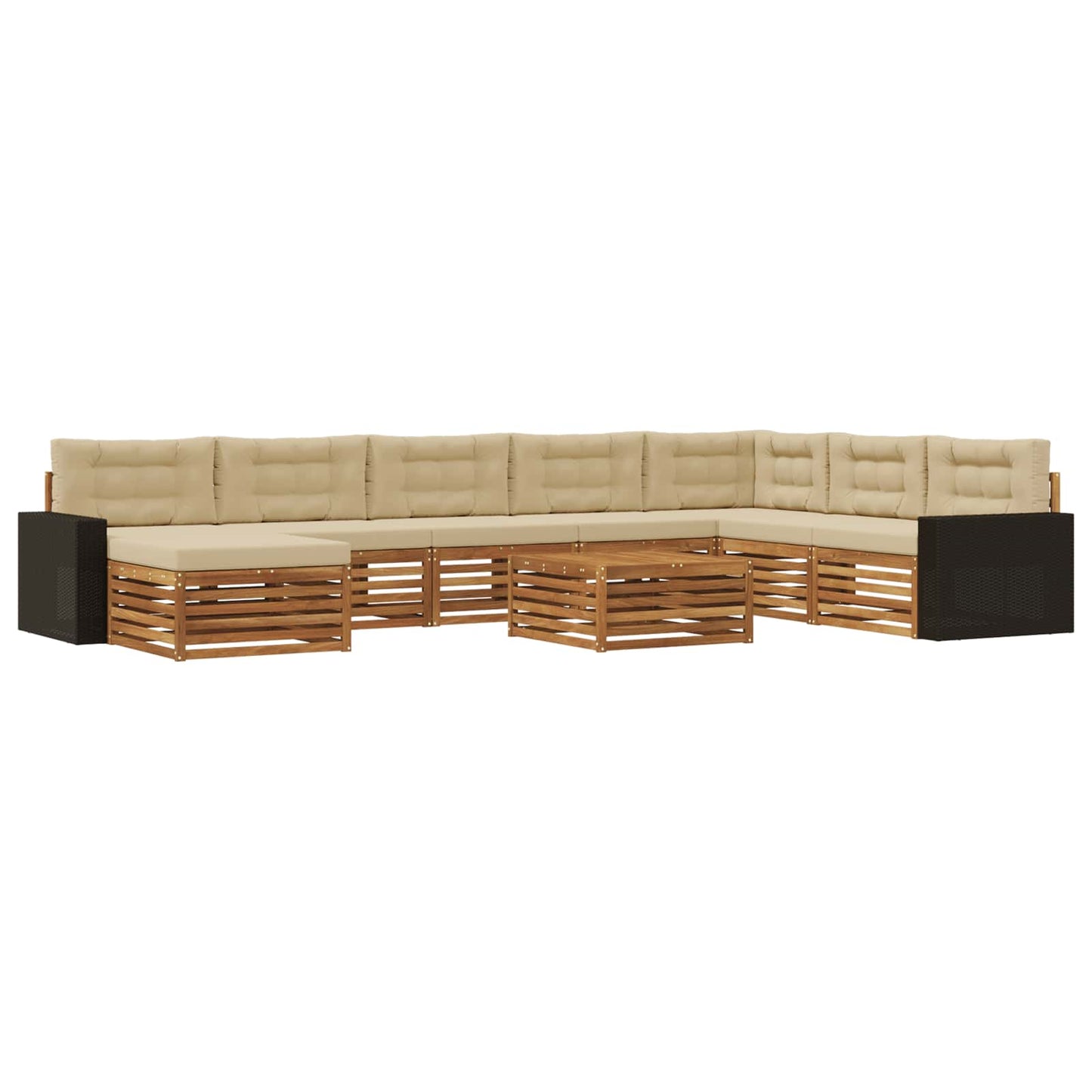 Outdoor-Sofagarnitur 9 pcs Natur und Beige Massivholz Akazie