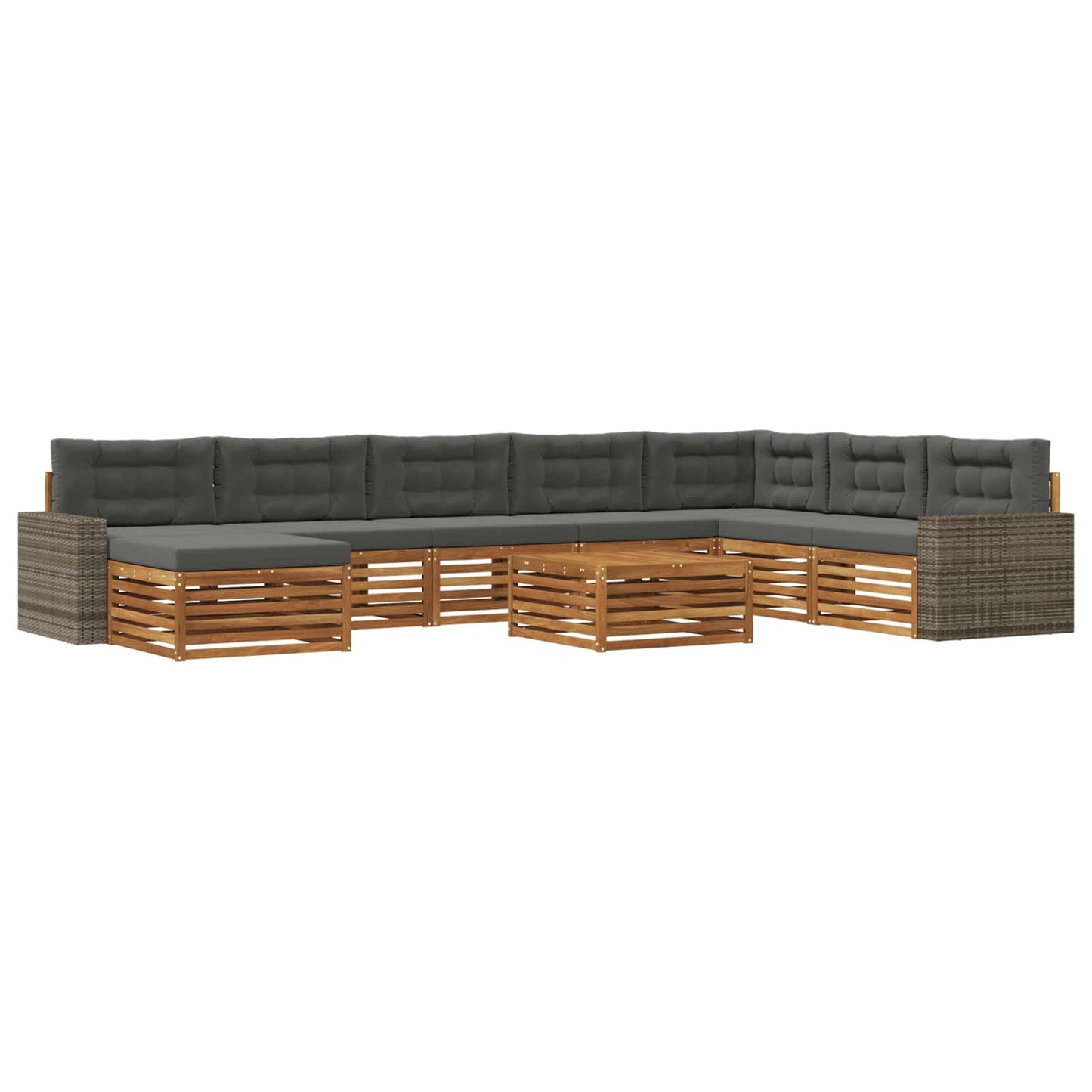 Outdoor-Sofagarnitur mit Kissen 9 pcs Natur und Anthrazit