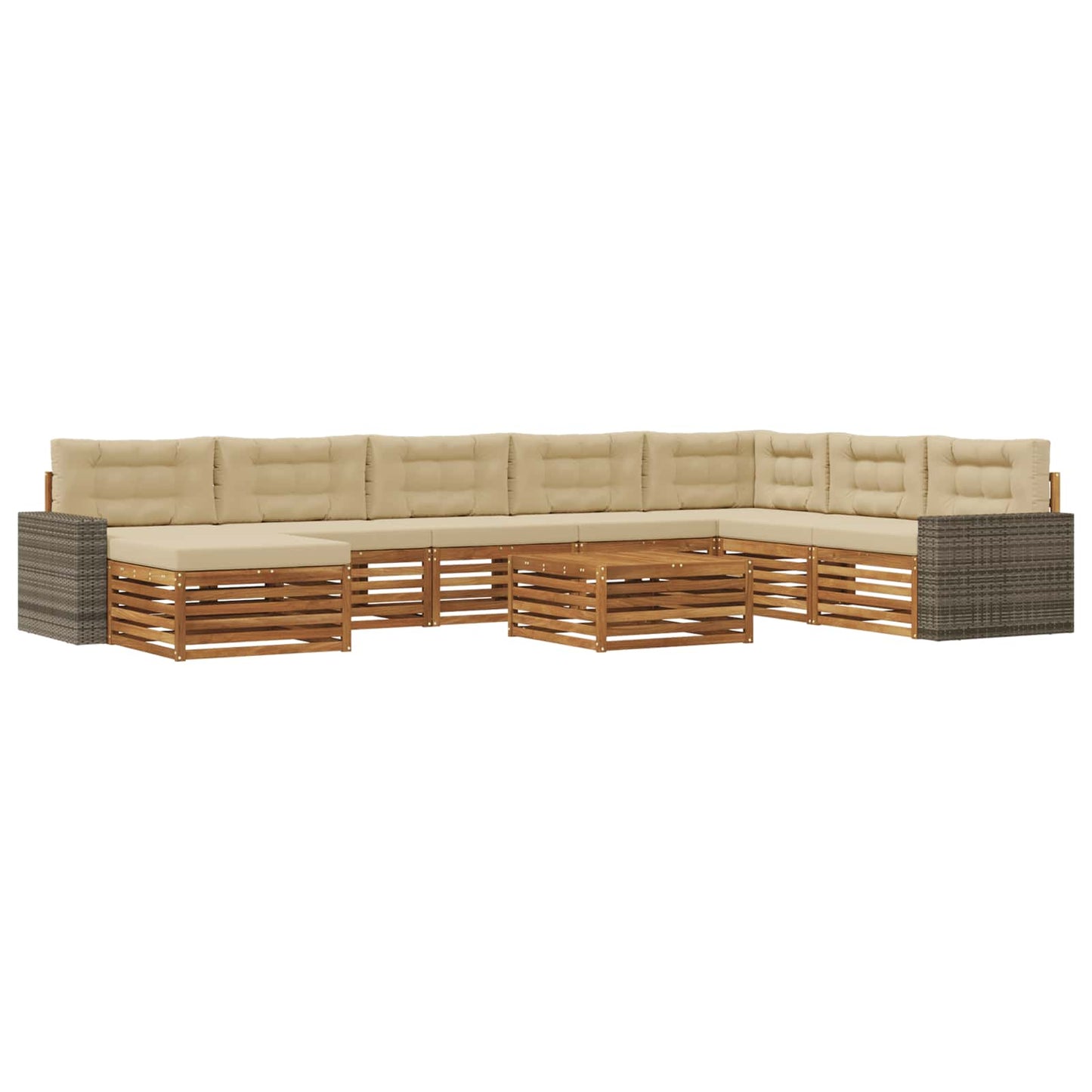 Outdoor-Sofagarnitur 9 pcs Natur und Beige Massivholz Akazie