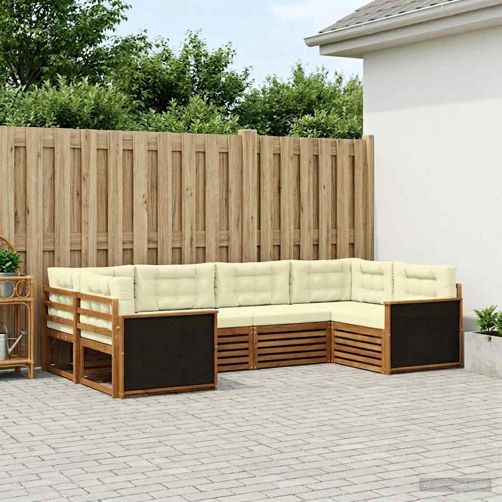 Outdoor-Sofagarnitur mit Kissen 6 pcs Natur und Creme