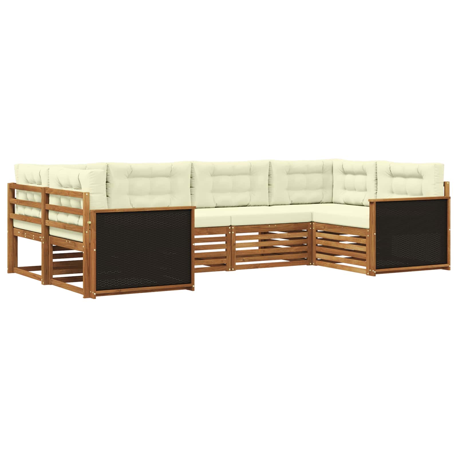 Outdoor-Sofagarnitur mit Kissen 6 pcs Natur und Creme