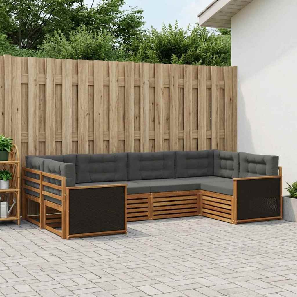 Outdoor-Sofagarnitur 6 stk. Natur und Anthrazit