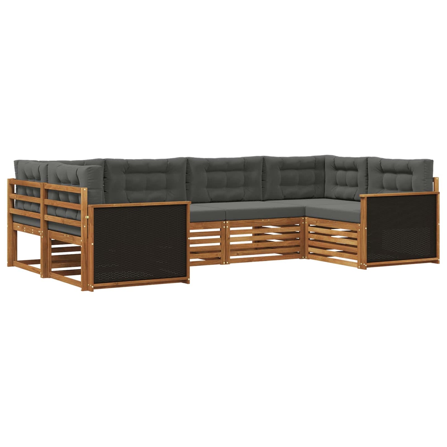 Outdoor-Sofagarnitur 6 stk. Natur und Anthrazit