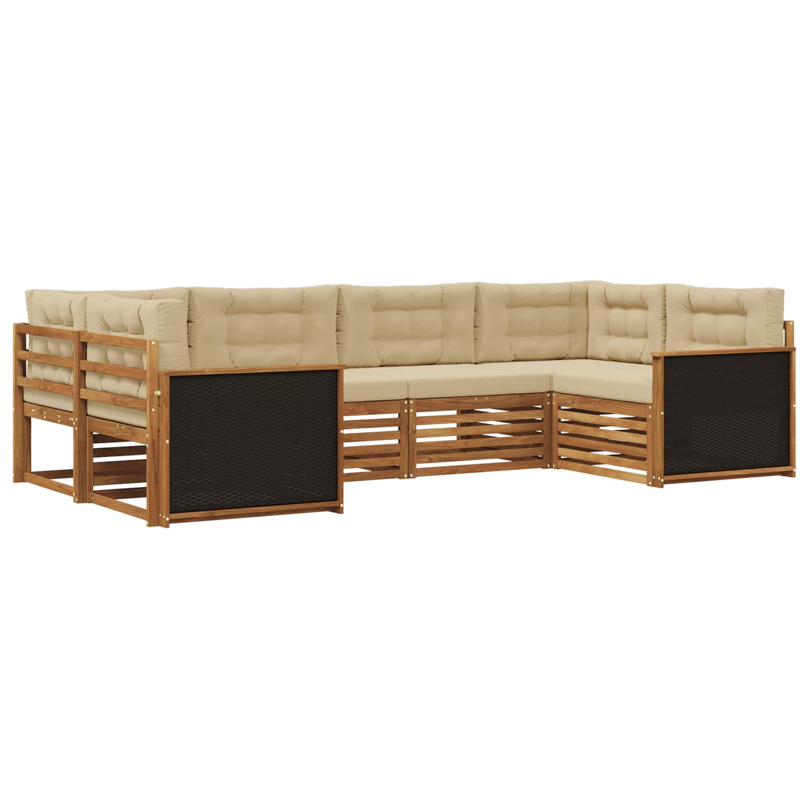 Outdoor-Sofagarnitur mit Kissen 6 pcs Natur und Beige