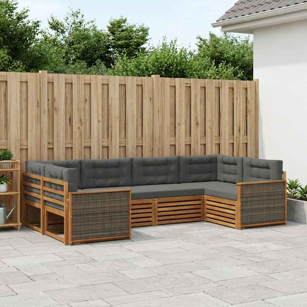 Outdoor-Sofagarnitur 6 stk. Natur und Anthrazit