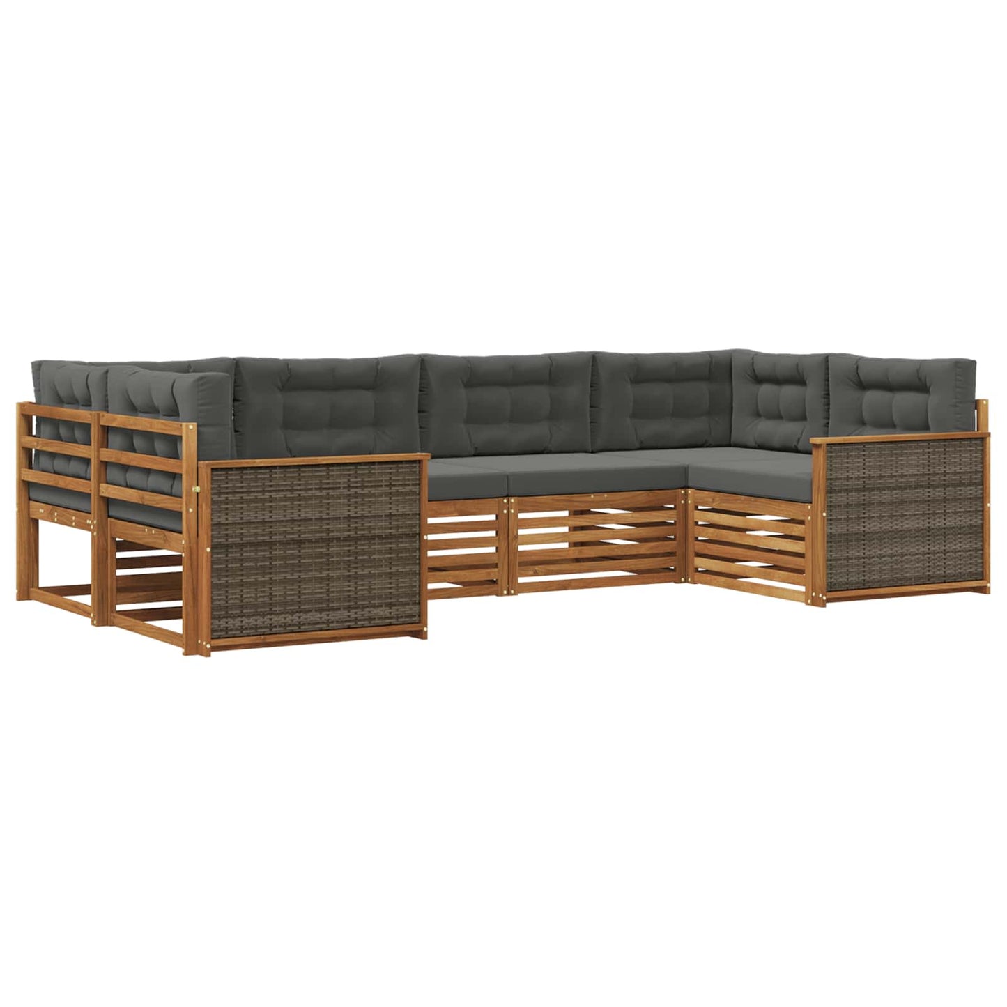 Outdoor-Sofagarnitur 6 stk. Natur und Anthrazit