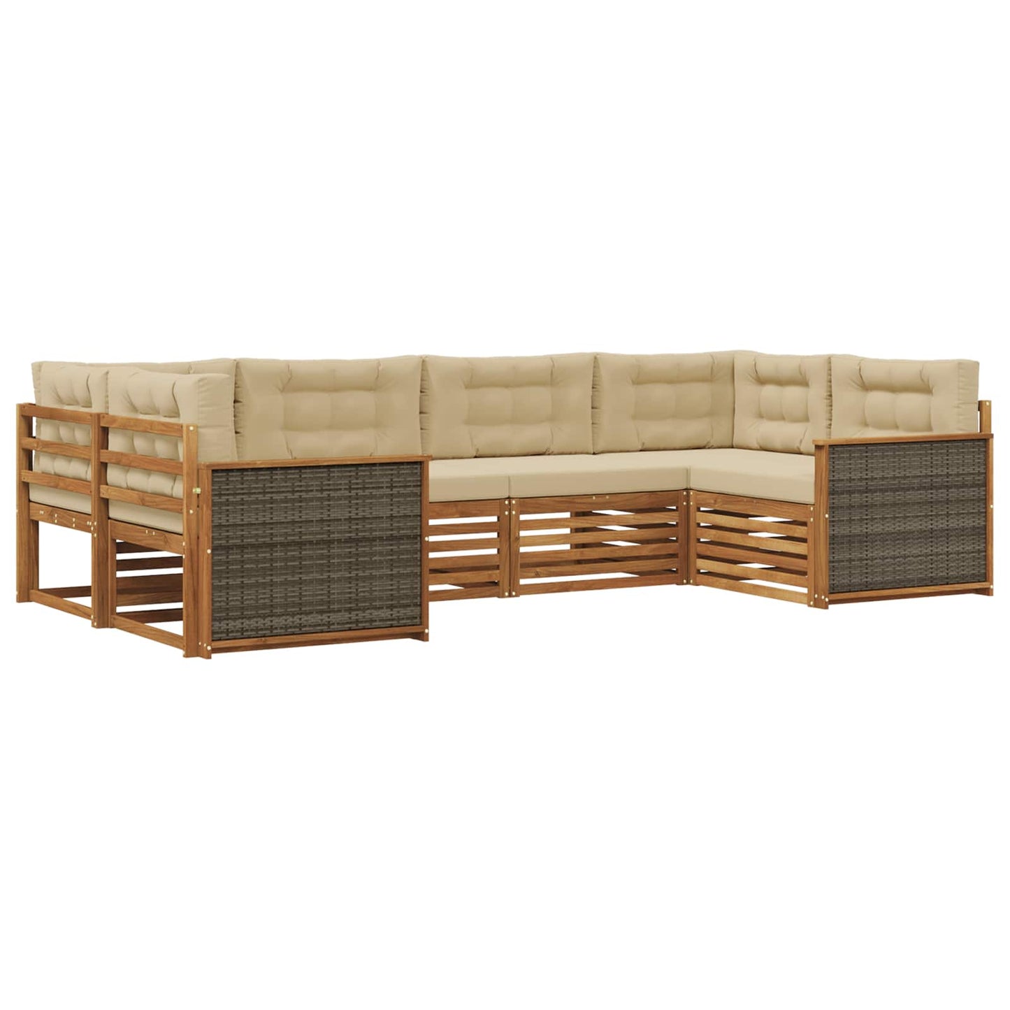 Outdoor-Sofagarnitur mit Kissen 6 pcs Natur und Beige