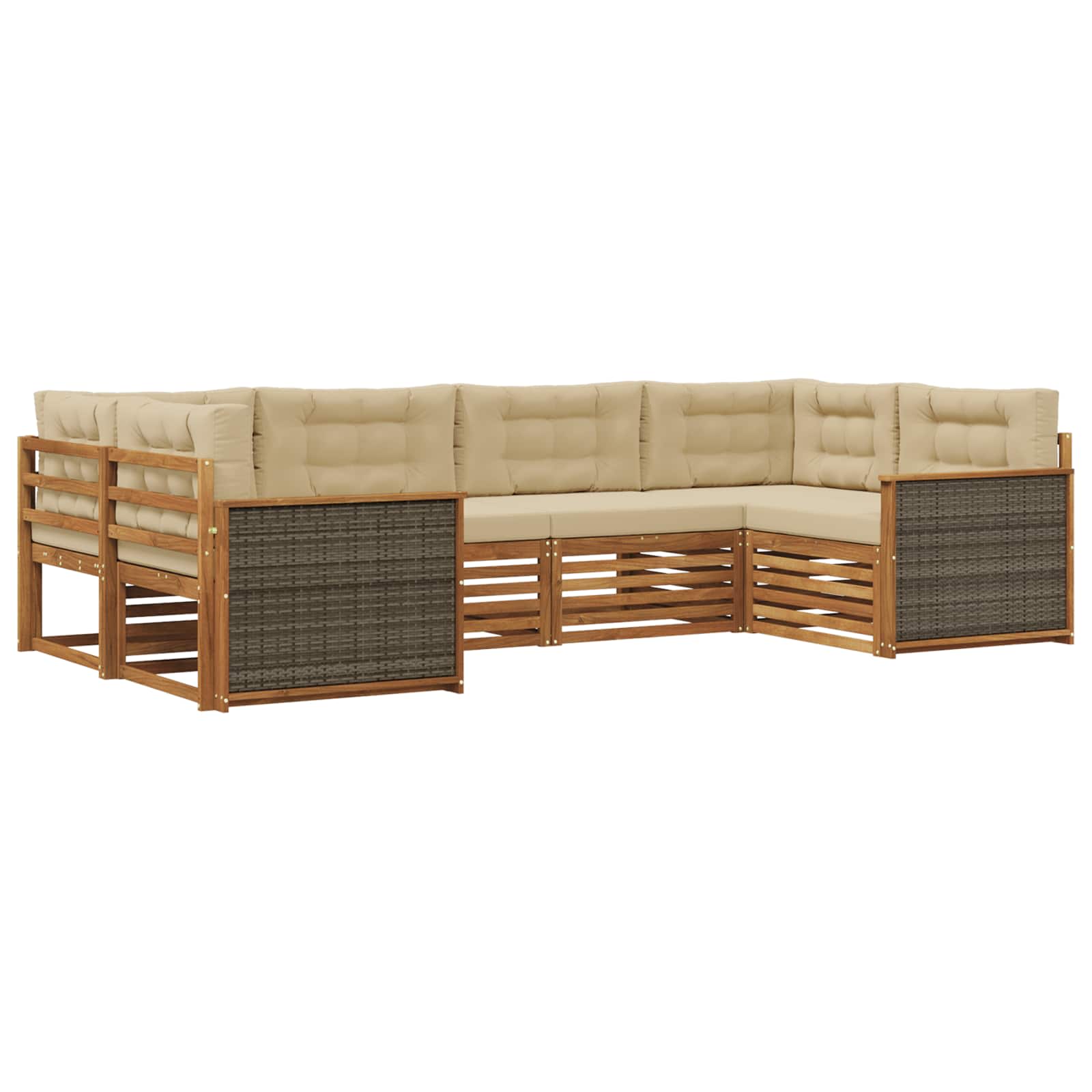 Outdoor-Sofagarnitur mit Kissen 6 pcs Natur und Beige