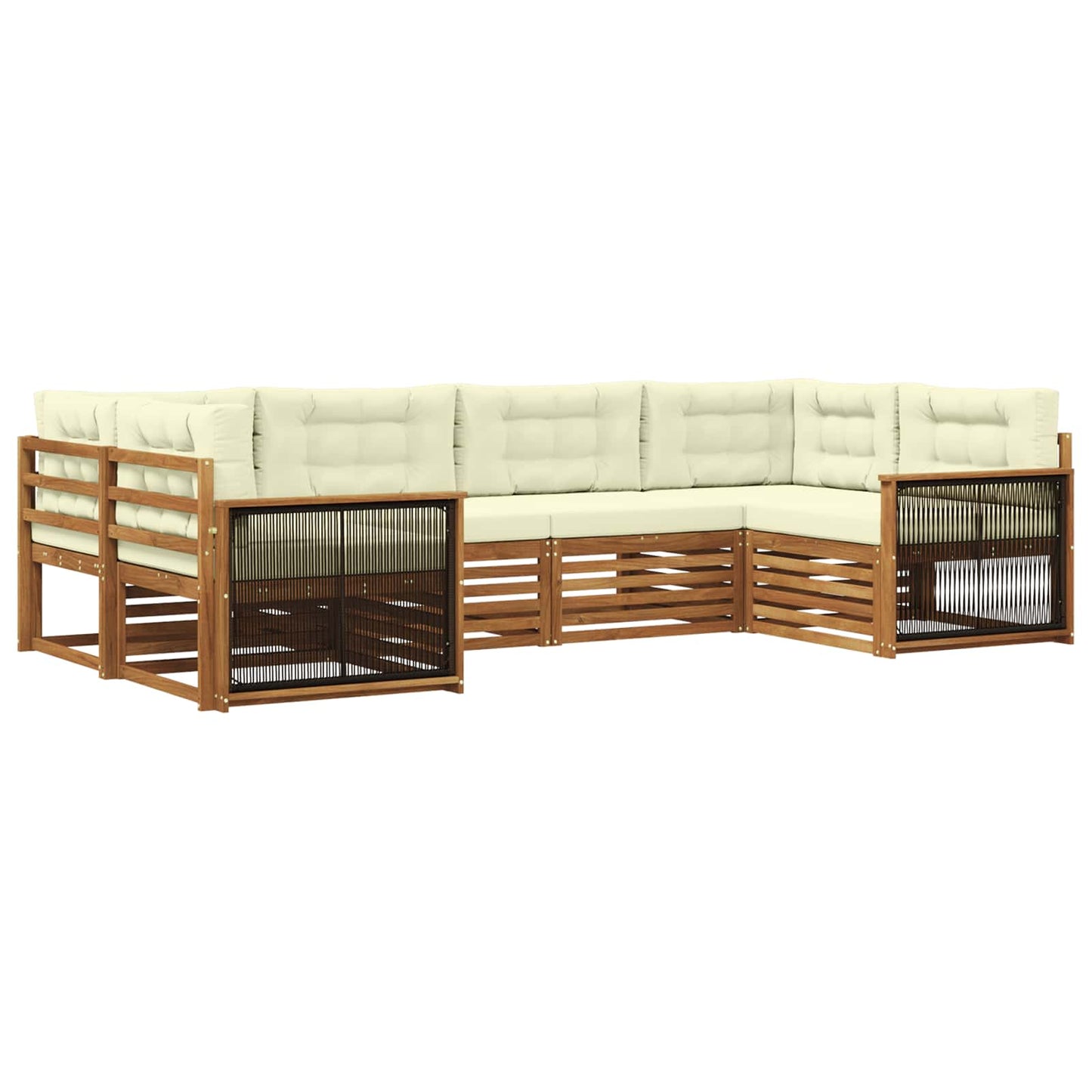 Outdoor-Sofagarnitur mit Kissen 6 pcs Natur und Creme
