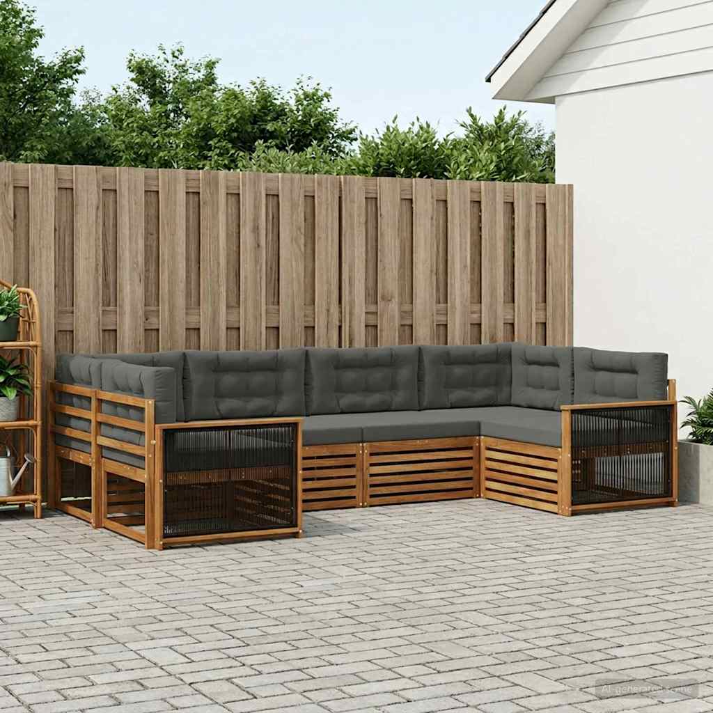 Outdoor-Sofagarnitur 6 stk. Natur und Anthrazit