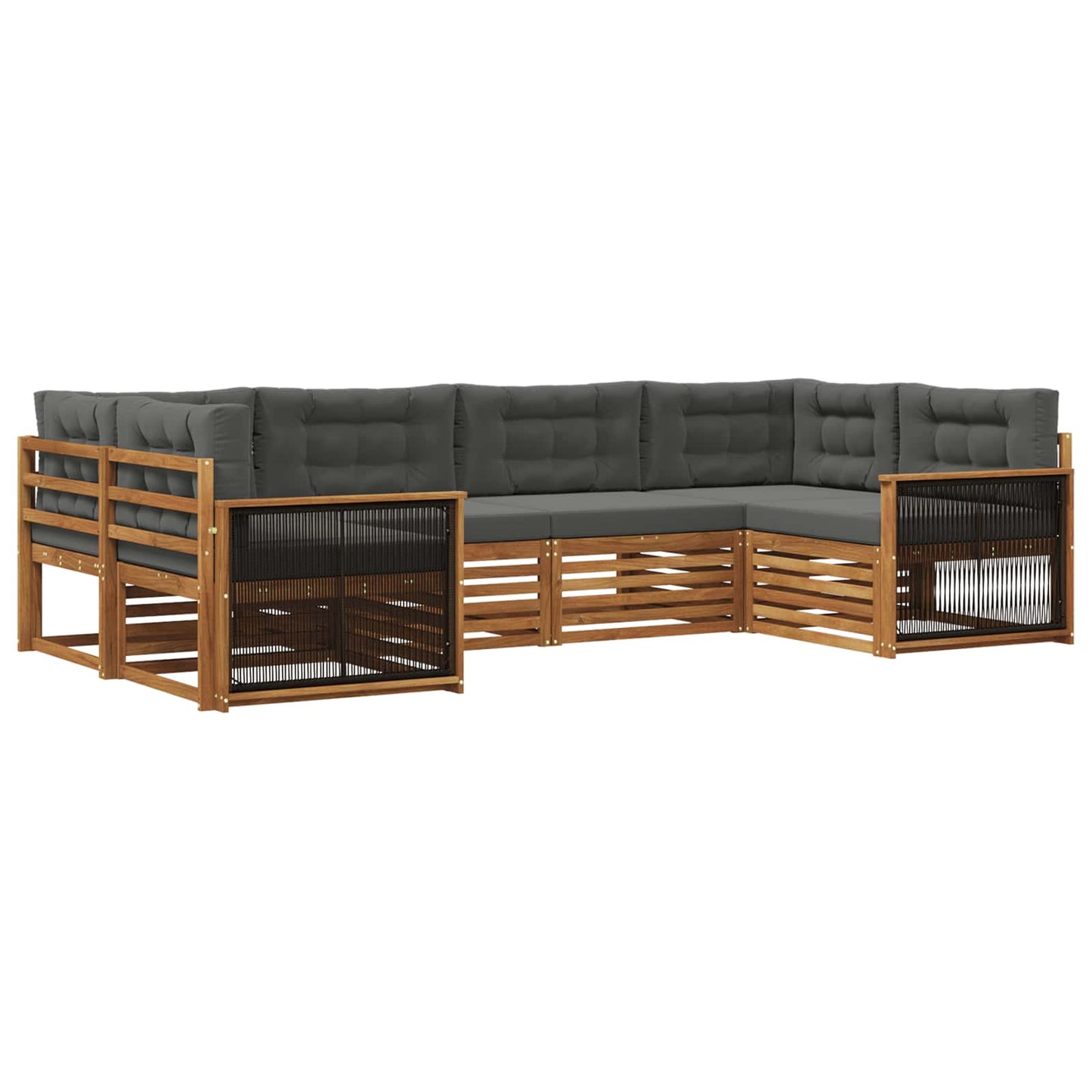 Outdoor-Sofagarnitur 6 stk. Natur und Anthrazit