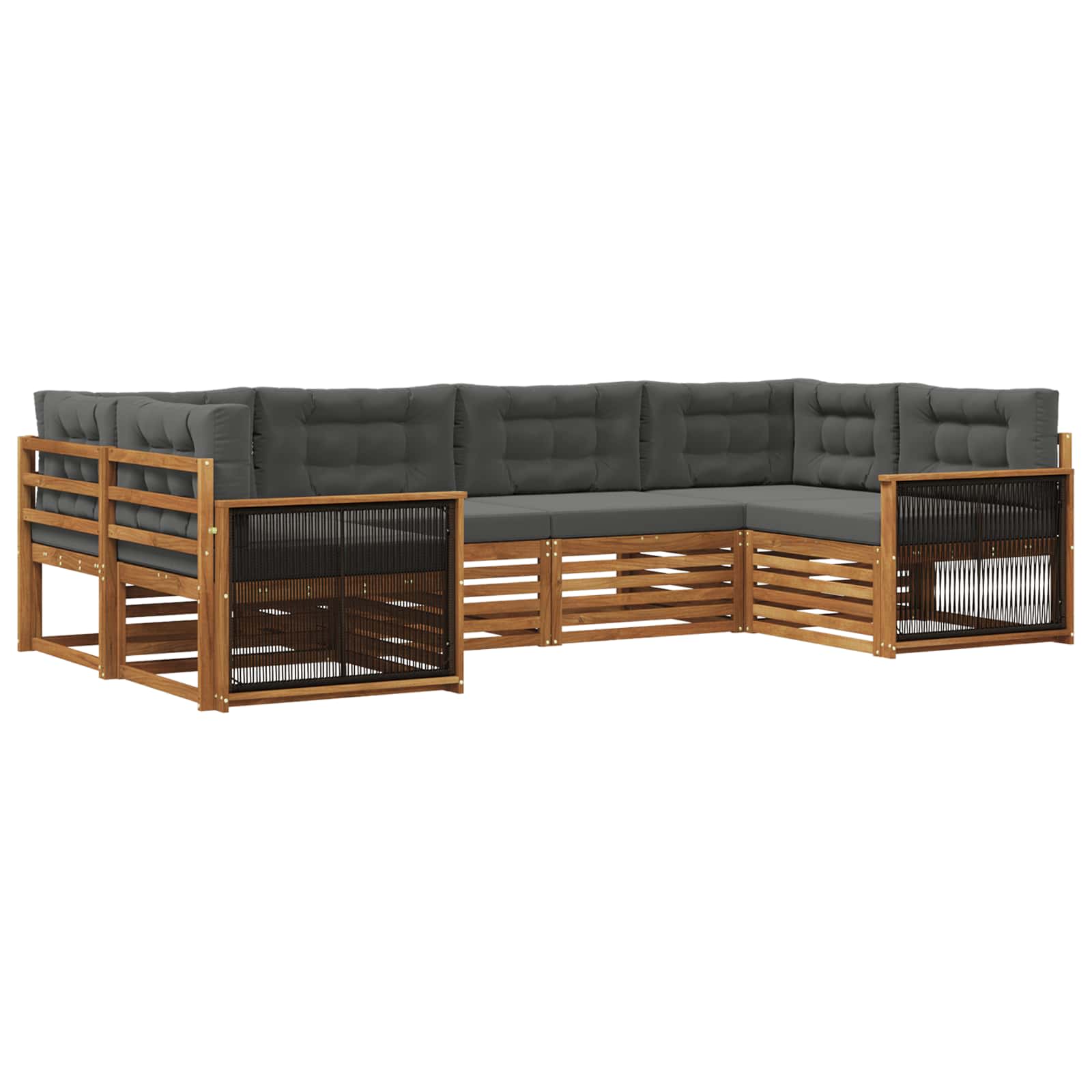 Outdoor-Sofagarnitur 6 stk. Natur und Anthrazit