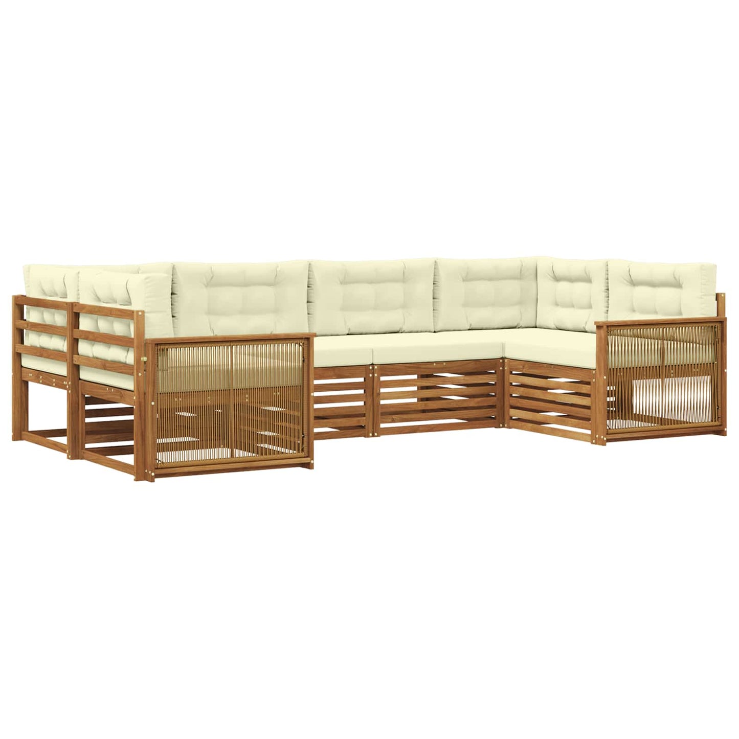 Outdoor-Sofagarnitur mit Kissen 6 pcs Natur und Creme