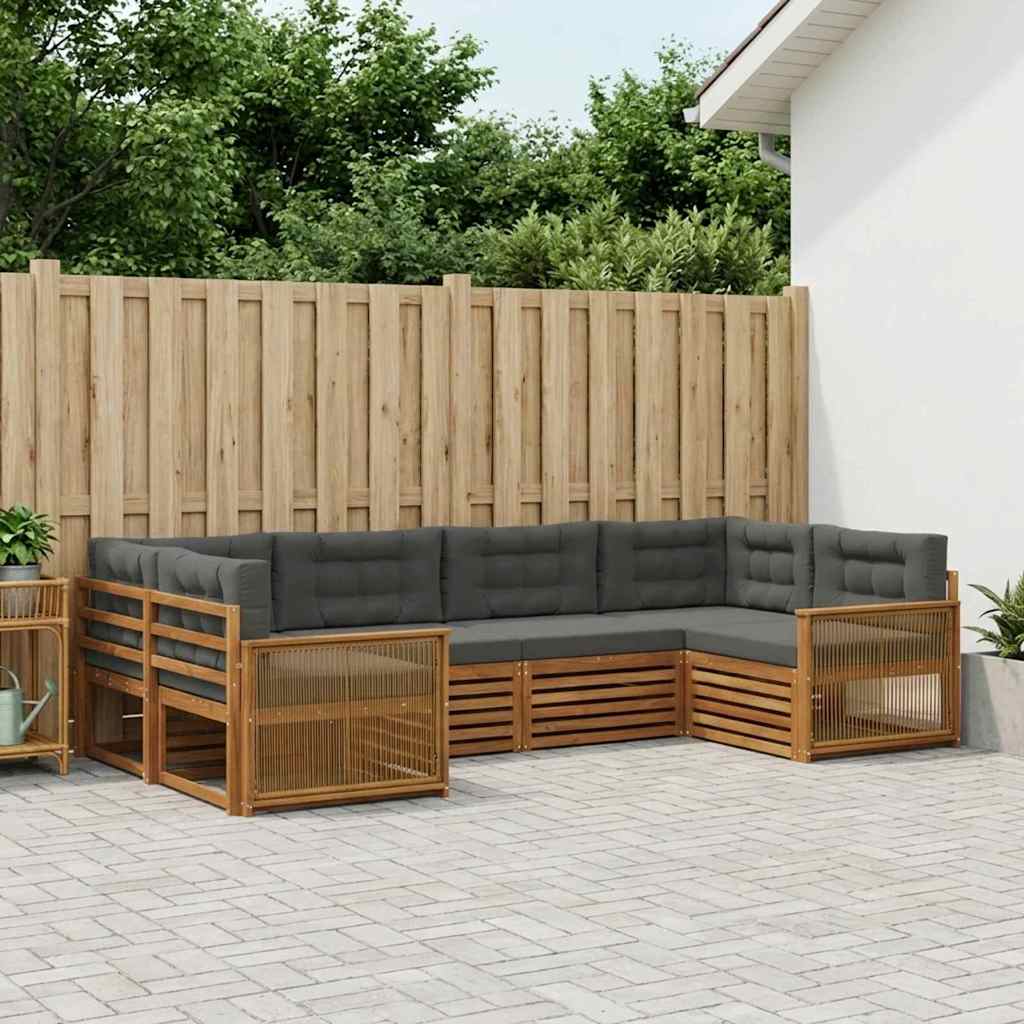 Outdoor-Sofagarnitur 6 stk. Natur und Anthrazit