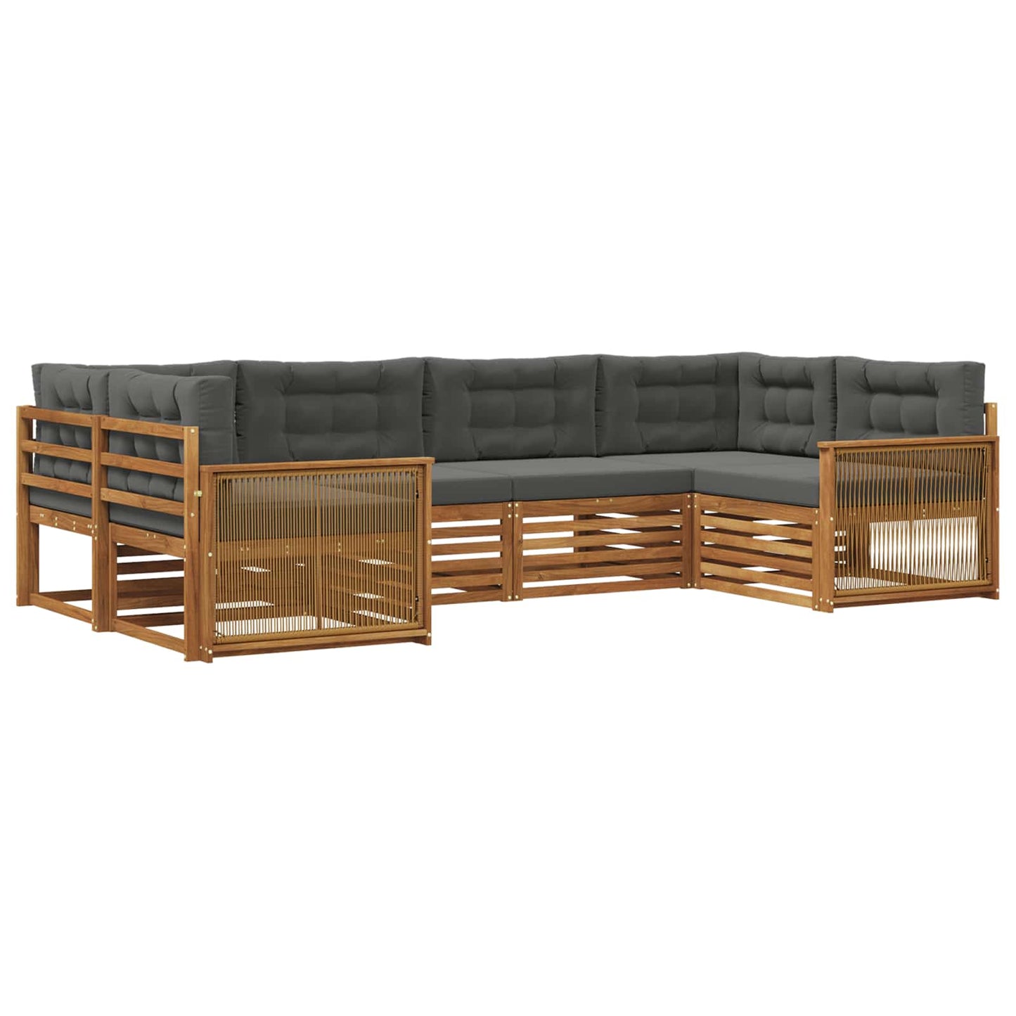Outdoor-Sofagarnitur 6 stk. Natur und Anthrazit