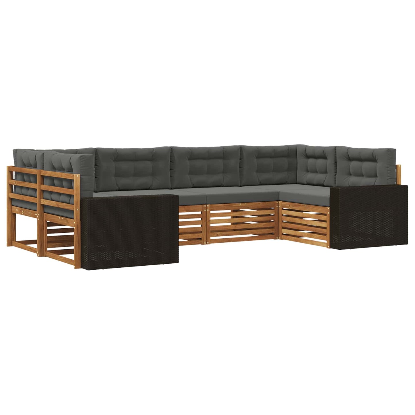 Outdoor-Sofagarnitur mit Kissen 6 pcs Natur und Anthrazit