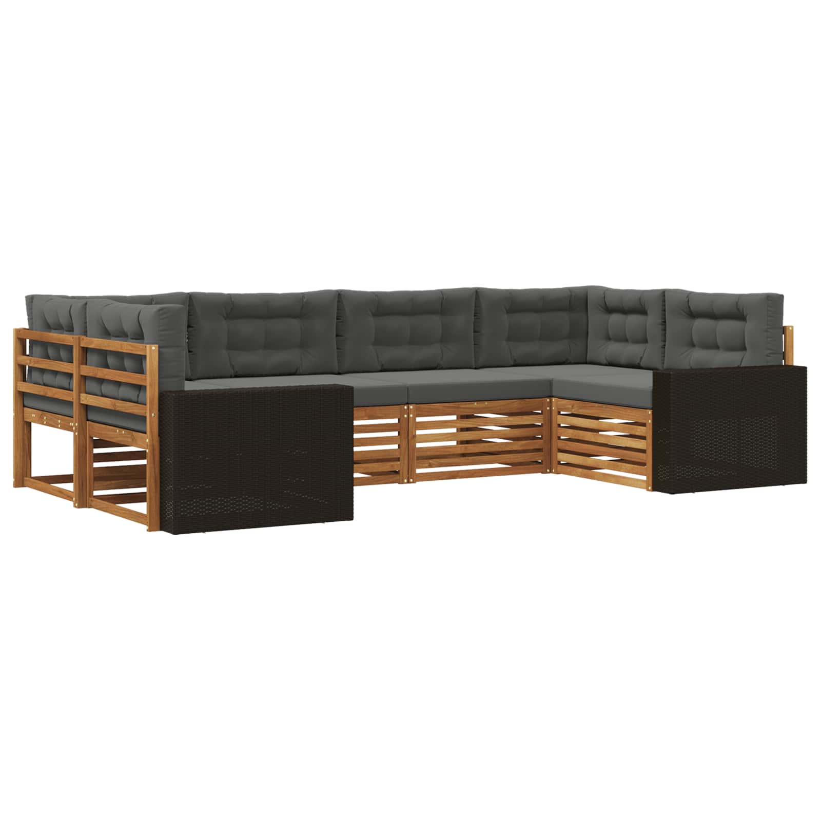 Outdoor-Sofagarnitur mit Kissen 6 pcs Natur und Anthrazit