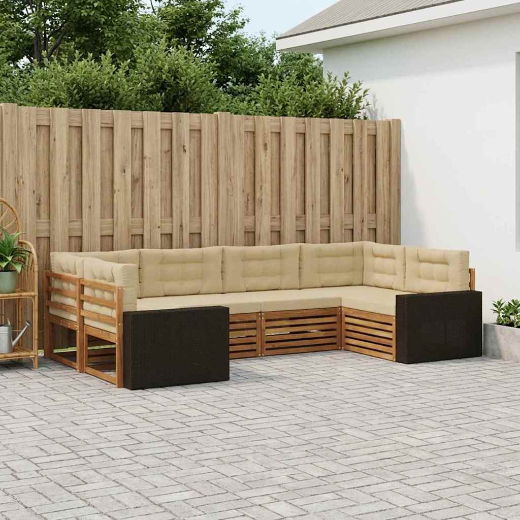 Outdoor-Sofagarnitur mit Kissen 6 pcs Natur und Beige