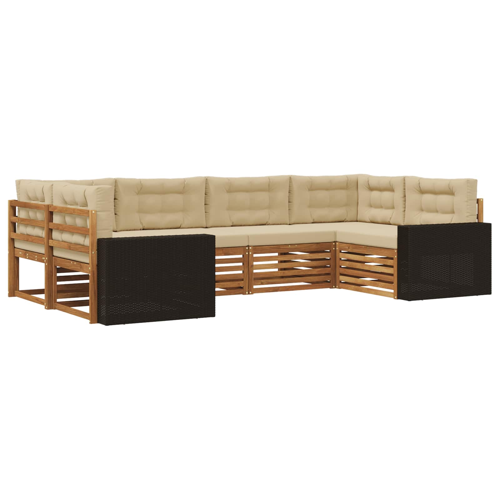 Outdoor-Sofagarnitur mit Kissen 6 pcs Natur und Beige