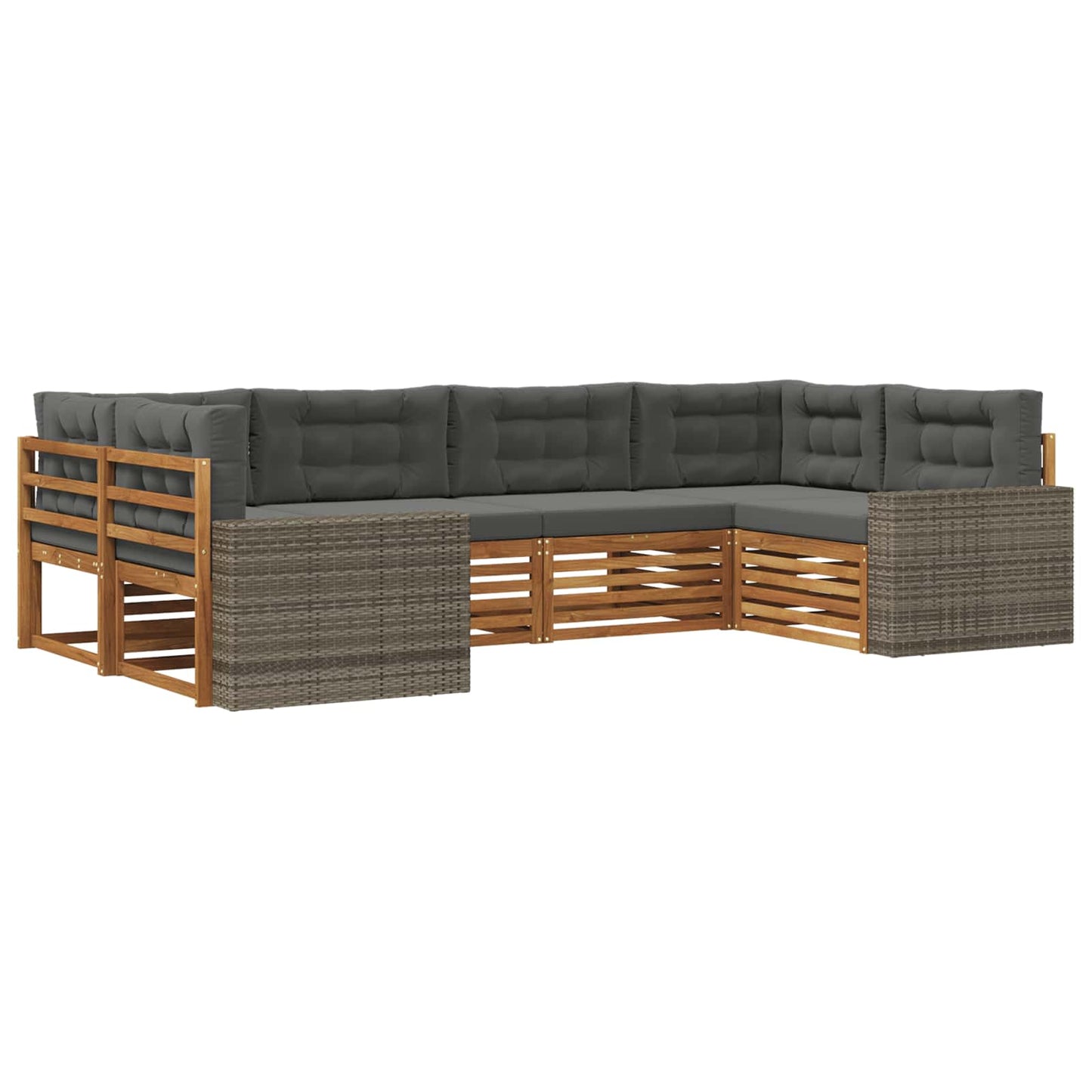 Outdoor-Sofagarnitur mit Kissen 6 pcs Natur und Anthrazit
