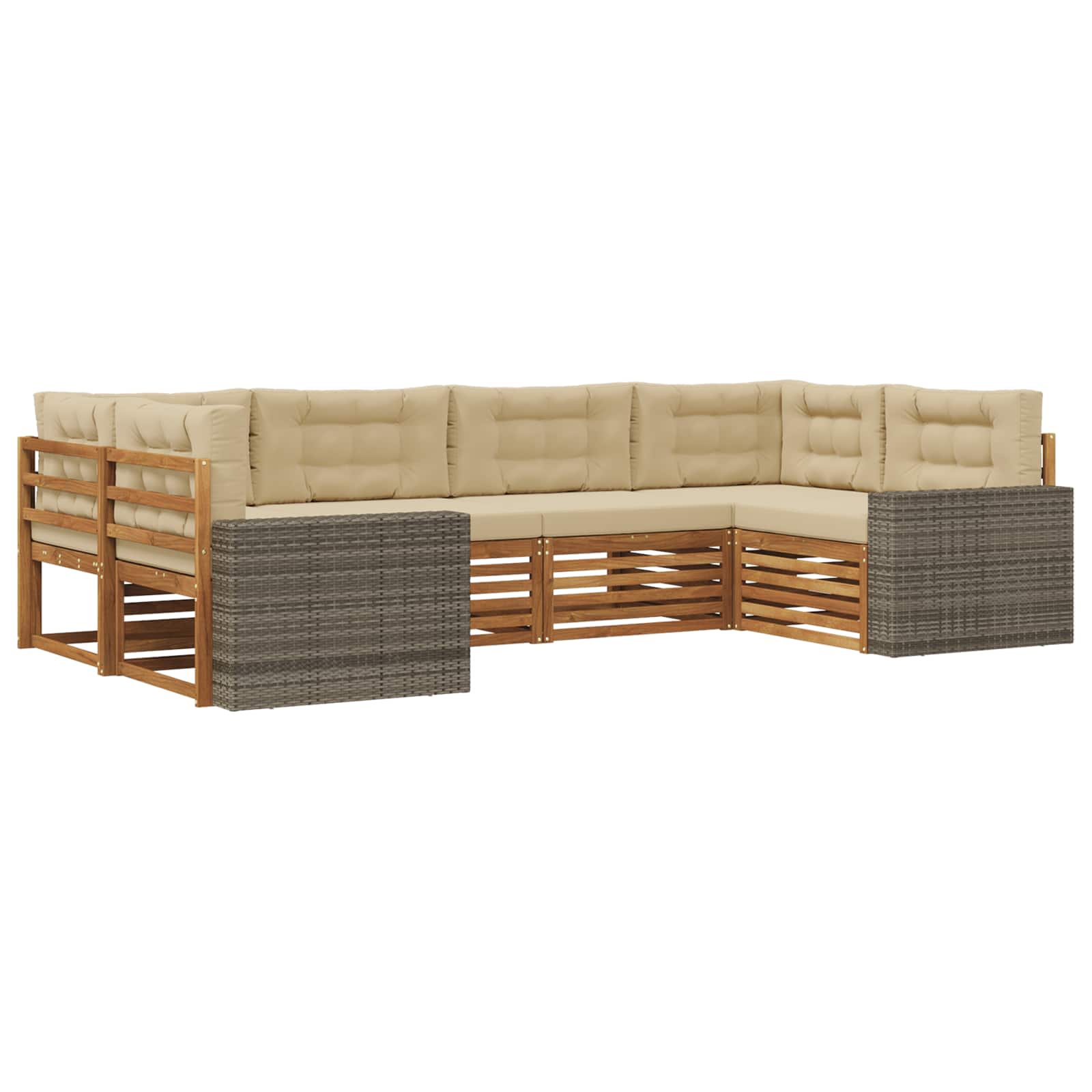 Outdoor-Sofagarnitur mit Kissen 6 pcs Natur und Beige