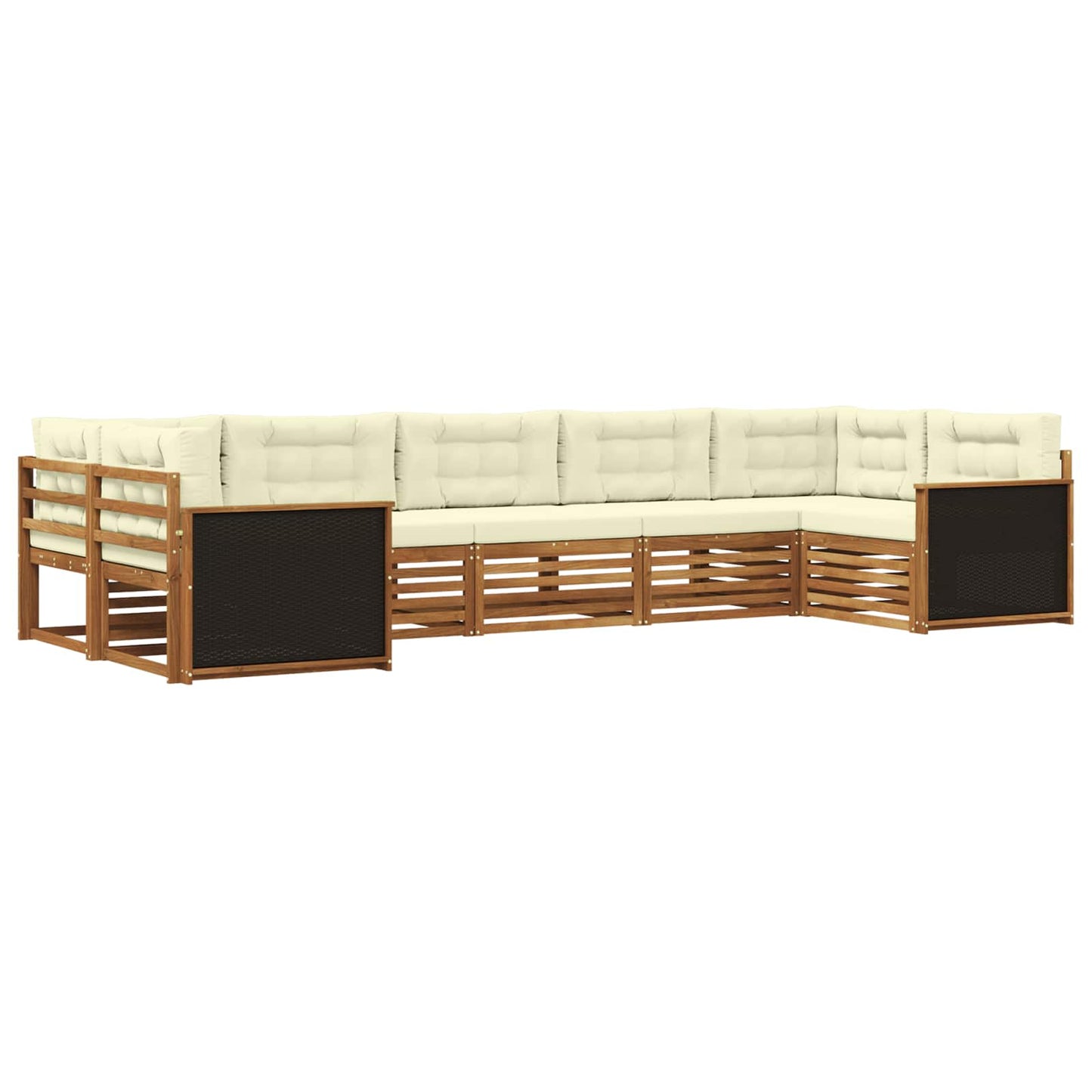 Outdoor-Sofagarnitur mit Kissen 7 pcs Natur und Creme
