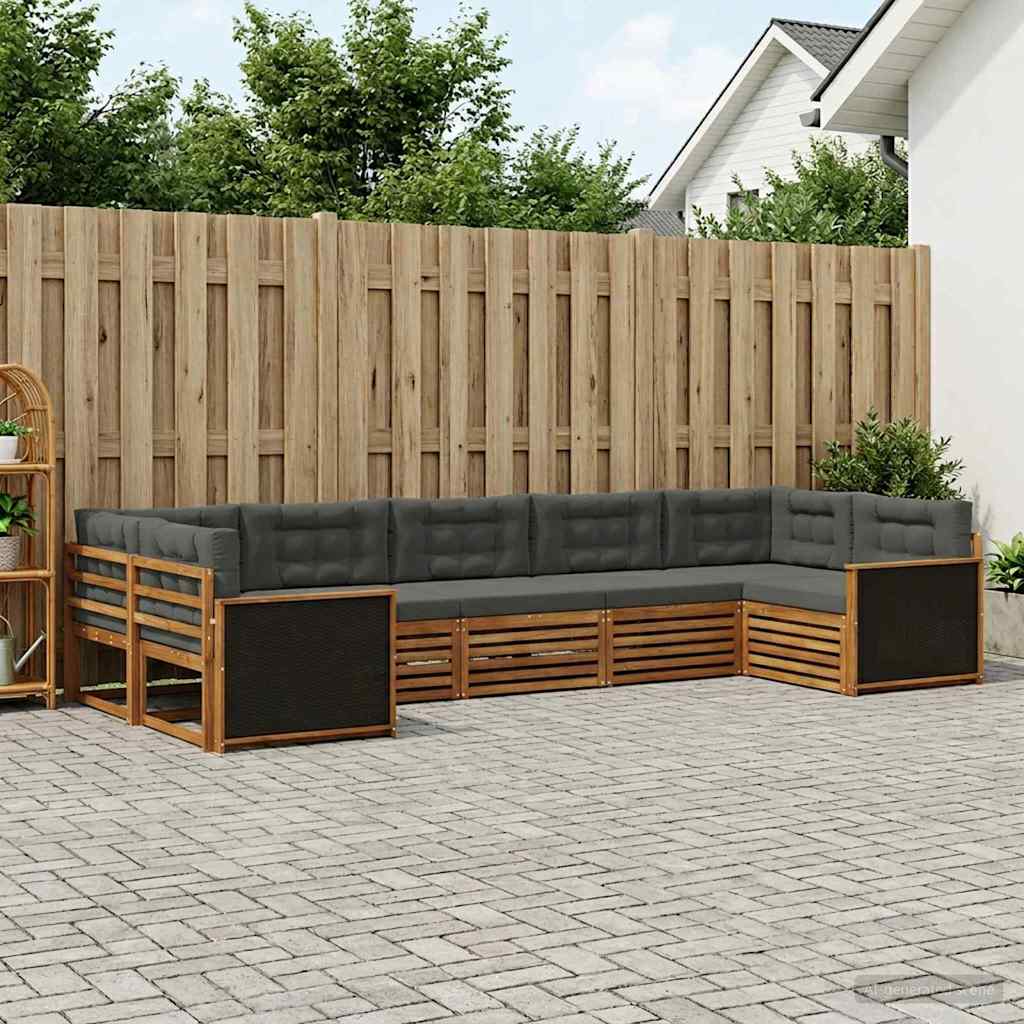 Outdoor-Sofagarnitur 7 stk. Natur und Anthrazit