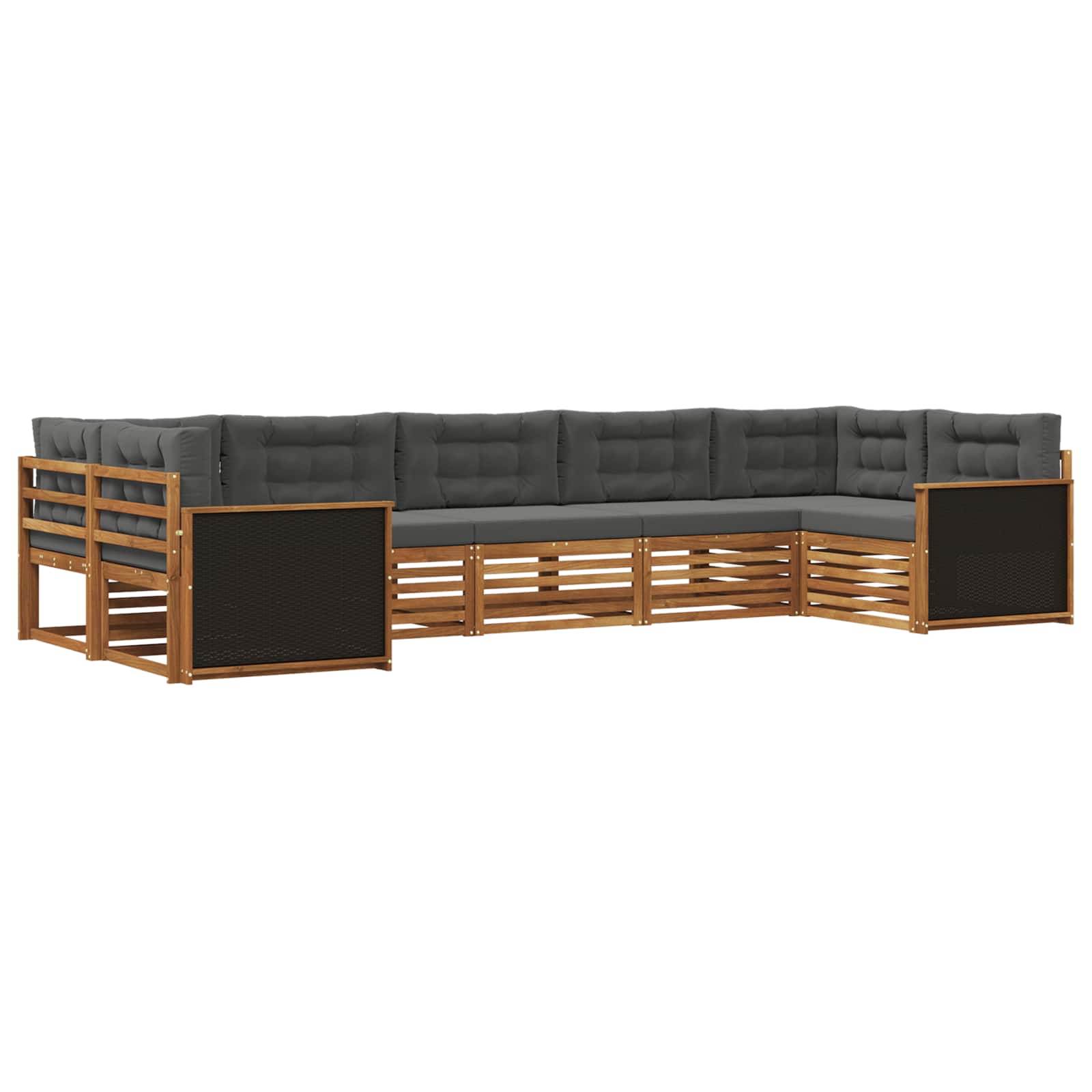 Outdoor-Sofagarnitur 7 stk. Natur und Anthrazit